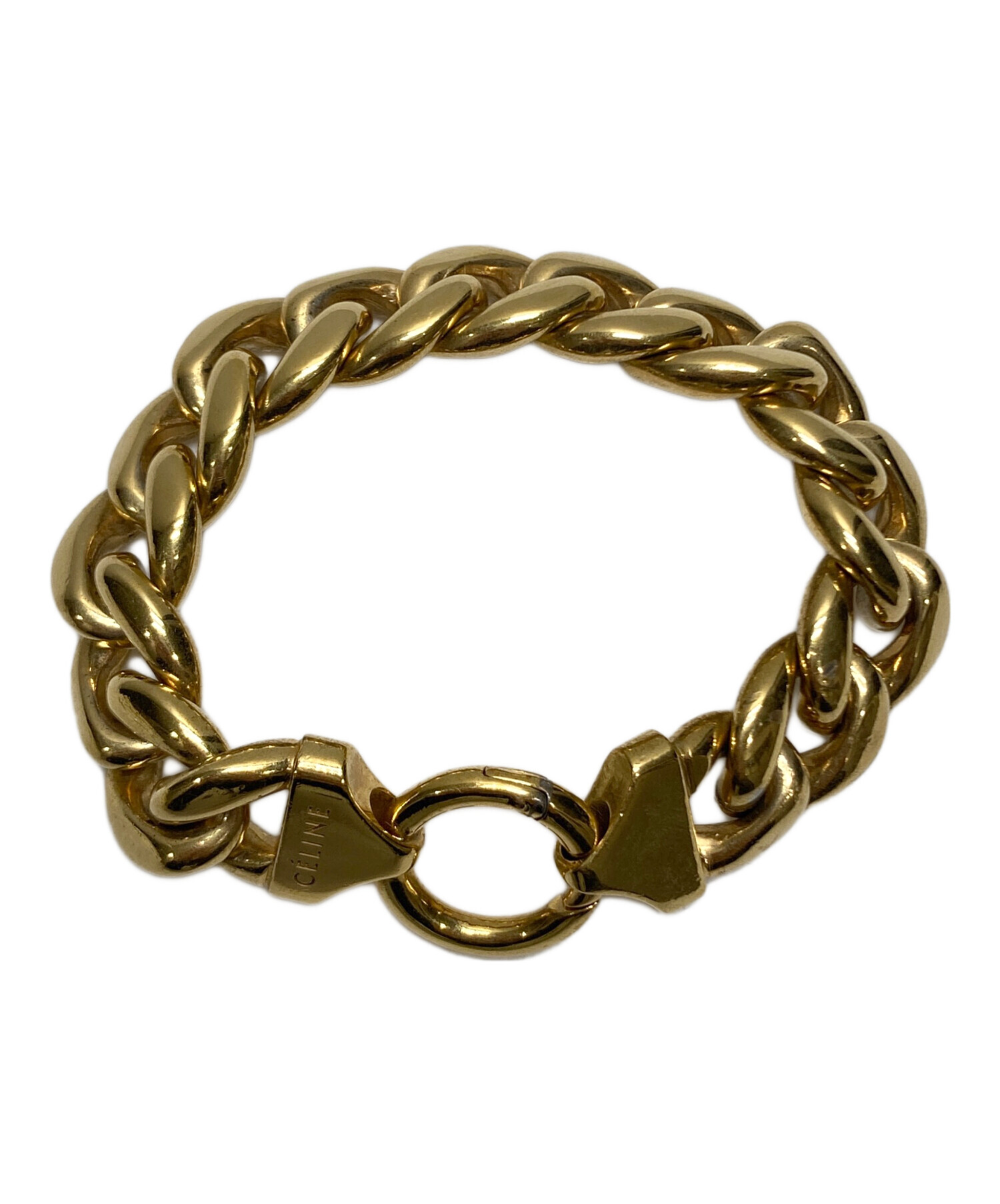 CELINE セリーヌ ヴィンテージ ロゴ ブレスレット ゴールド 中古・古着通販】CELINE (セリーヌ) チェーンブレスレット ゴールド