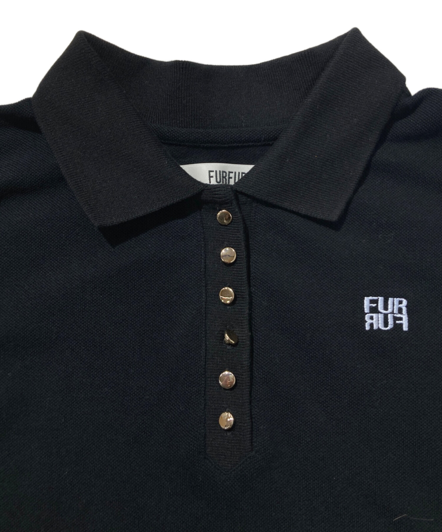 【新品タグ付】FURFUR ファーファー ロゴ刺繡ポロシャツミニワンピース 中古・古着通販】furfur (ファーファー) ロゴ刺繡ポロシャツミニ