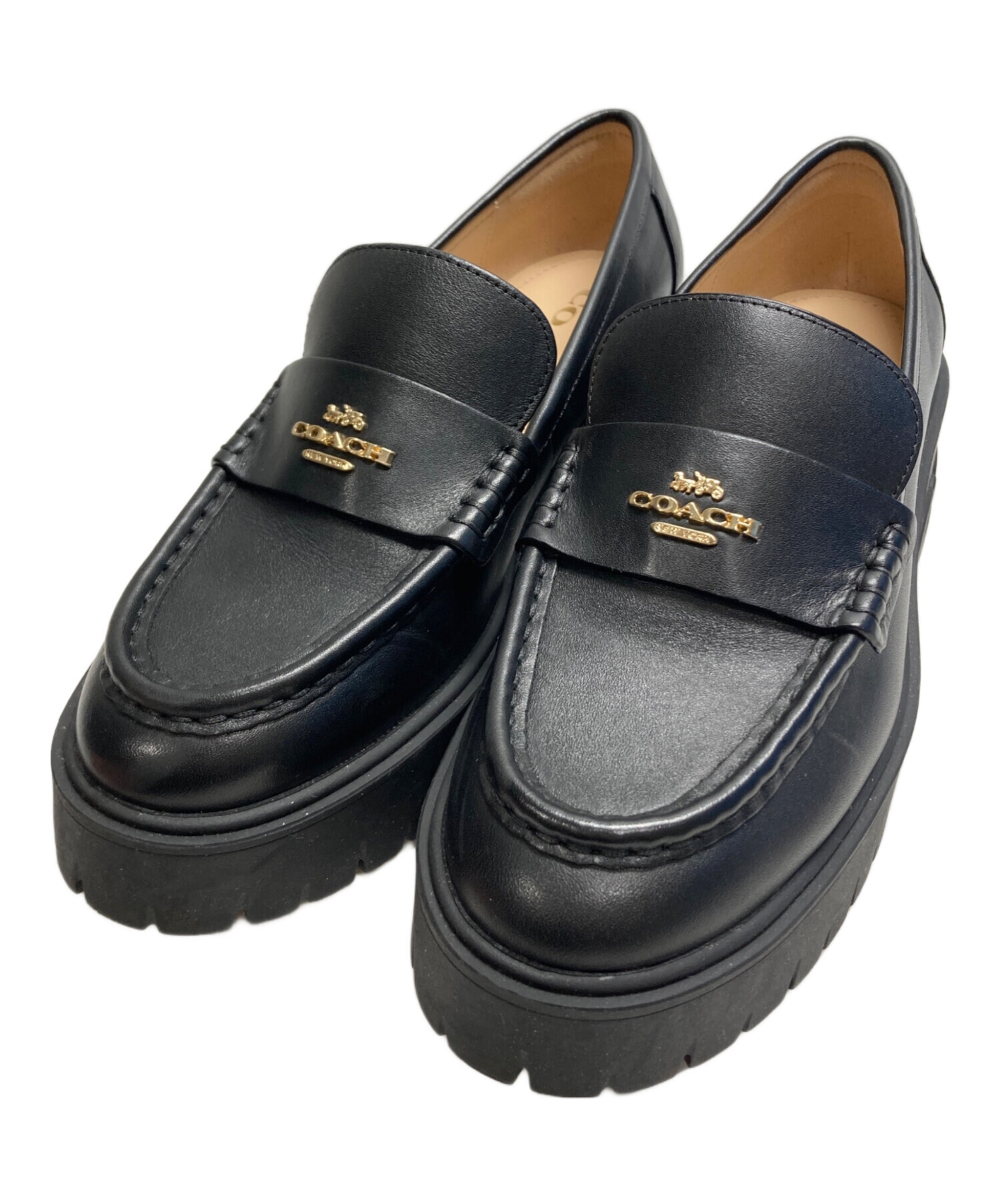 中古・古着通販】COACH (コーチ) ルーシーローファー ブラック サイズ