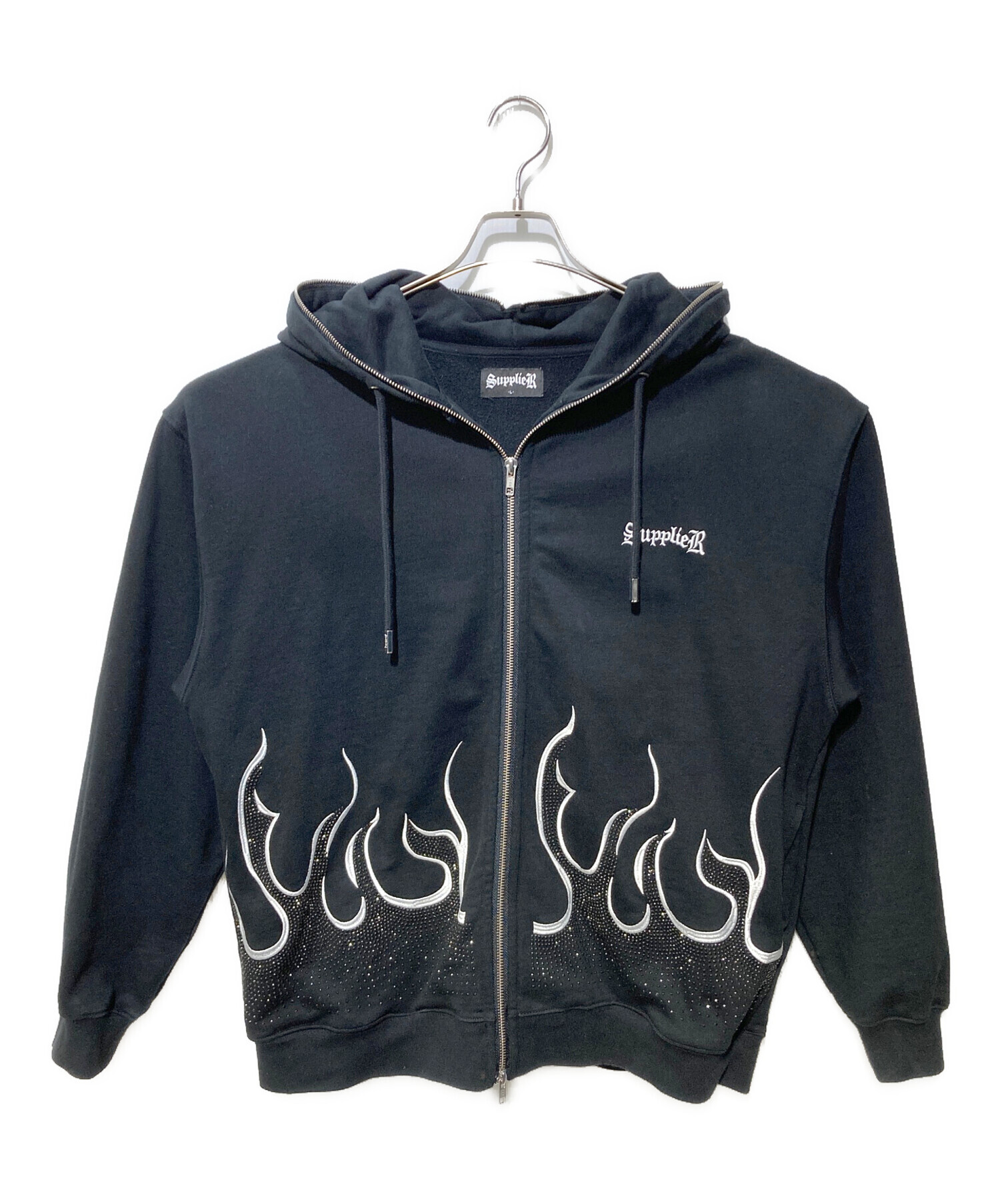 SUPPLIER ブラック フレイムパーカー XL 中古・古着通販】SUPPLIER (サプライヤー) フレイムパーカー ブラック