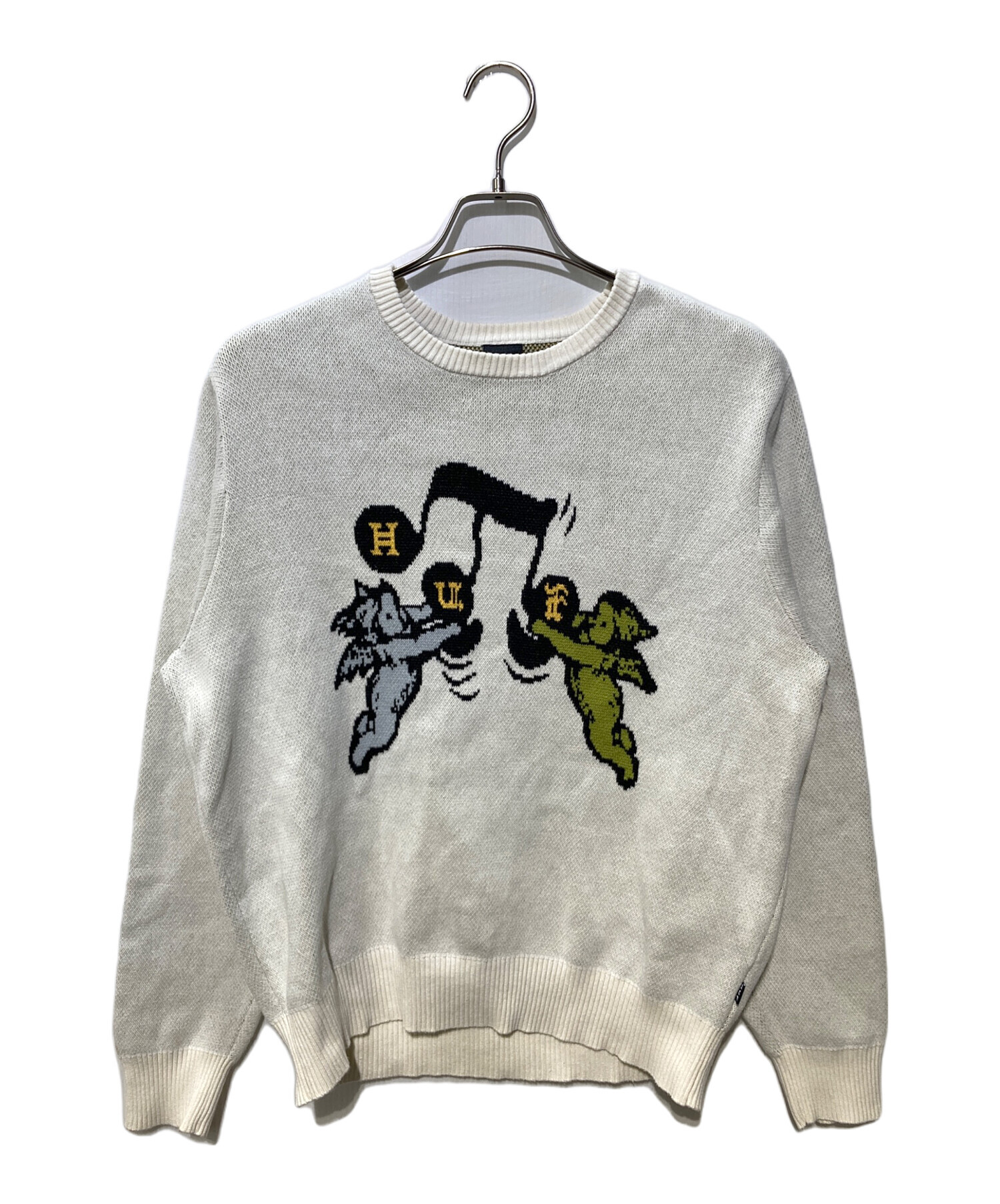 中古・古着通販】HUF (ハフ) SONG INTARSIA SWEATER ホワイト サイズ 