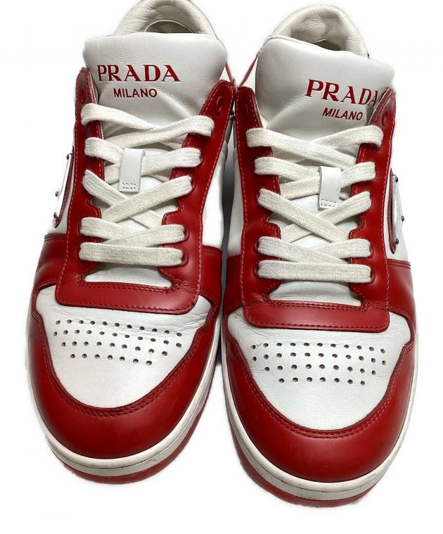 中古・古着通販】PRADA (プラダ) ダウンタウンレザースニーカー レッド
