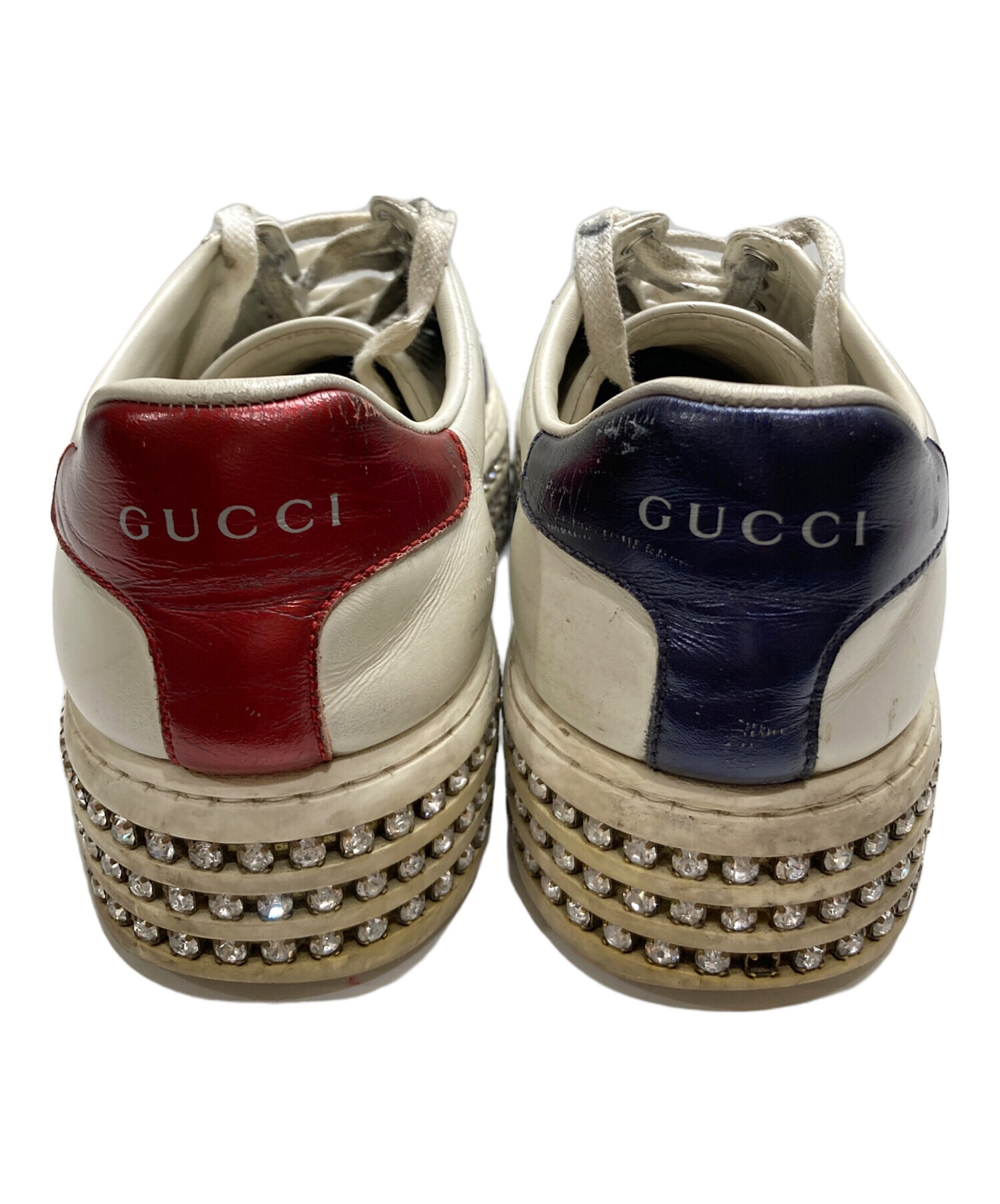 Gucci グッチ エース プラットフォーム スニーカー クリスタル装飾 