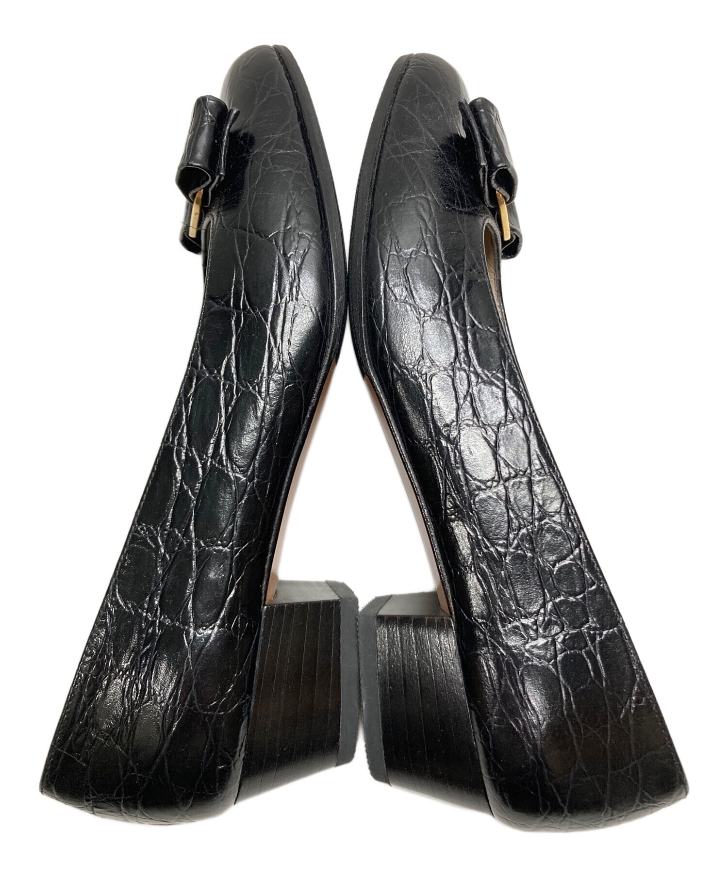 【新品】Salvatore Ferragamo クロコ型押しパンプス7C 中古・古着通販】Salvatore Ferragamo (サルヴァトーレ フェラガモ