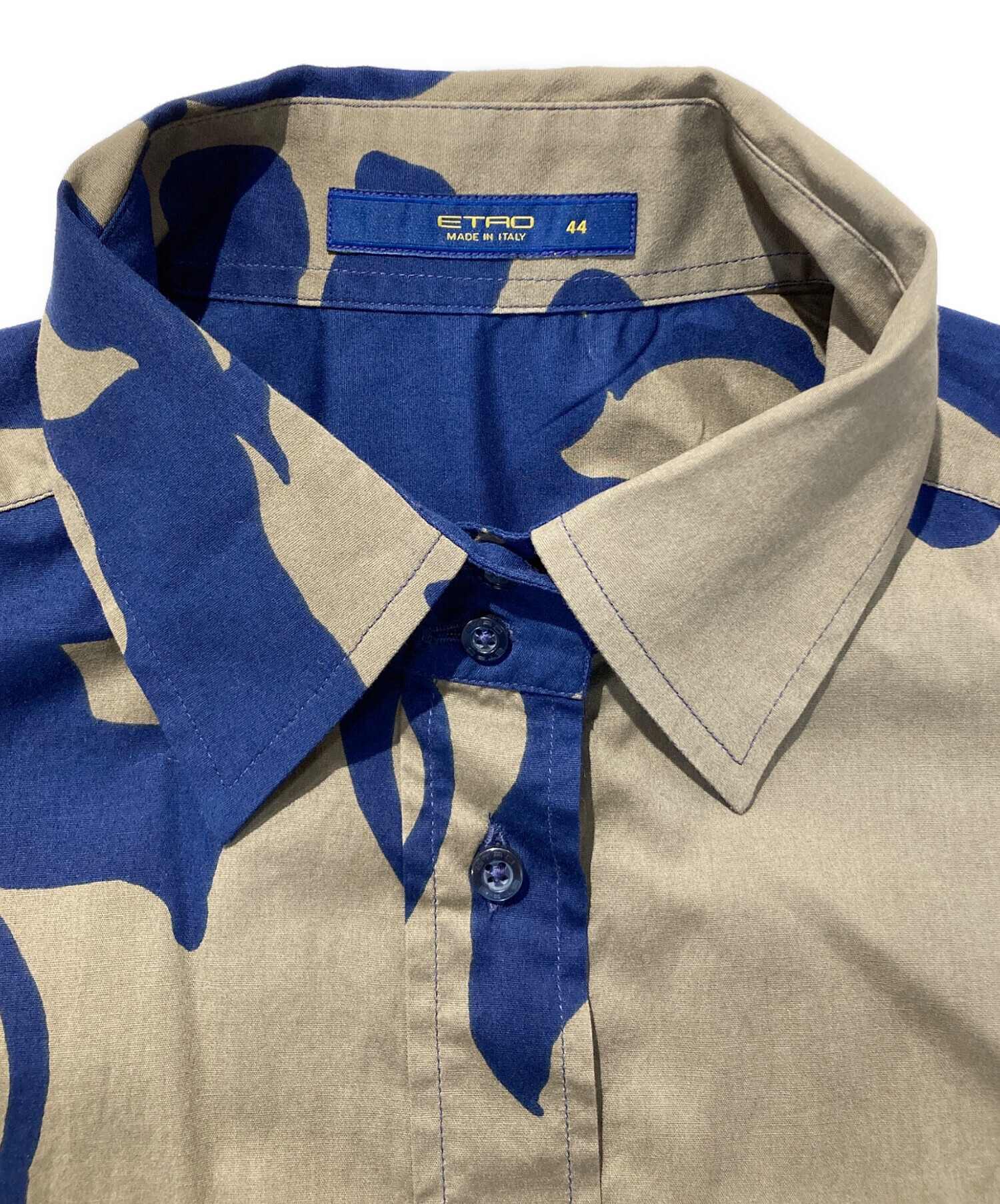 中古・古着通販】ETRO (エトロ) 総柄シャツ ベージュ×ネイビー サイズ