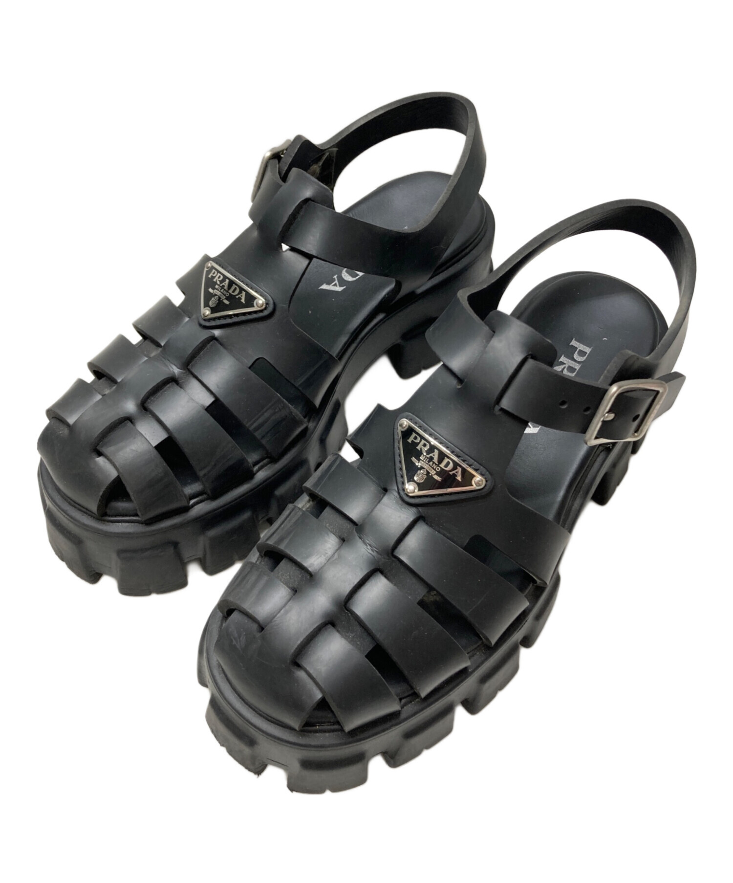 中古・古着通販】PRADA (プラダ) モノリスラバーサンダル ブラック