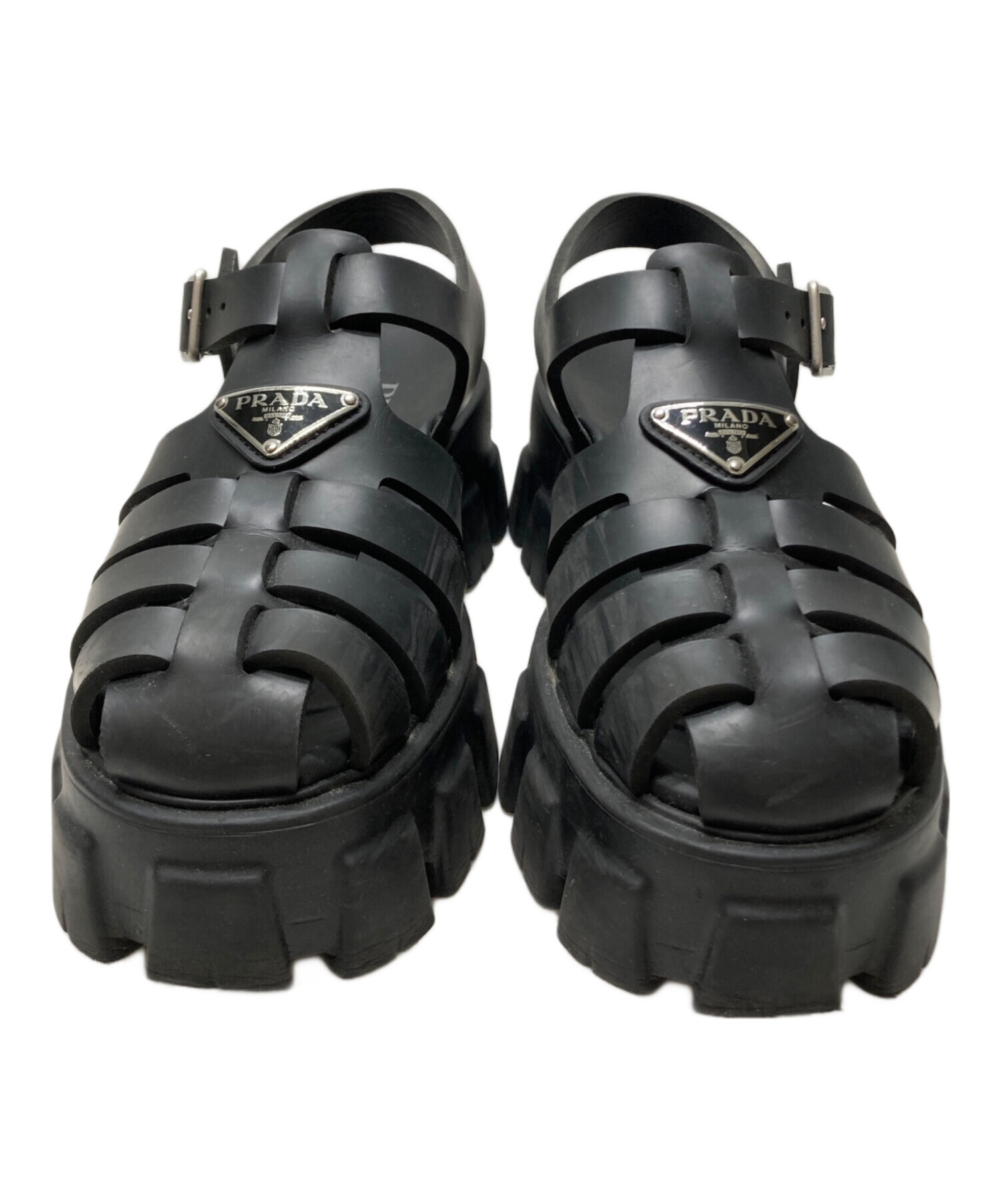 中古・古着通販】PRADA (プラダ) モノリスラバーサンダル ブラック