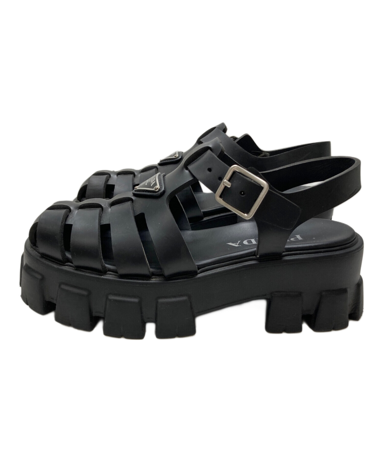 中古・古着通販】PRADA (プラダ) モノリスラバーサンダル ブラック