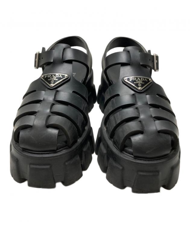 中古・古着通販】PRADA (プラダ) モノリスラバーサンダル ブラック