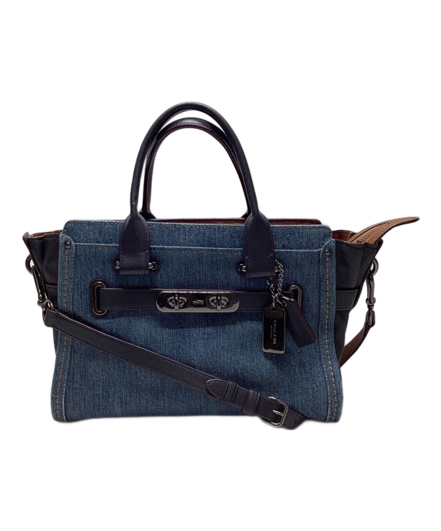 中古・古着通販】COACH (コーチ) デニム切替2WAYバッグ インディゴ