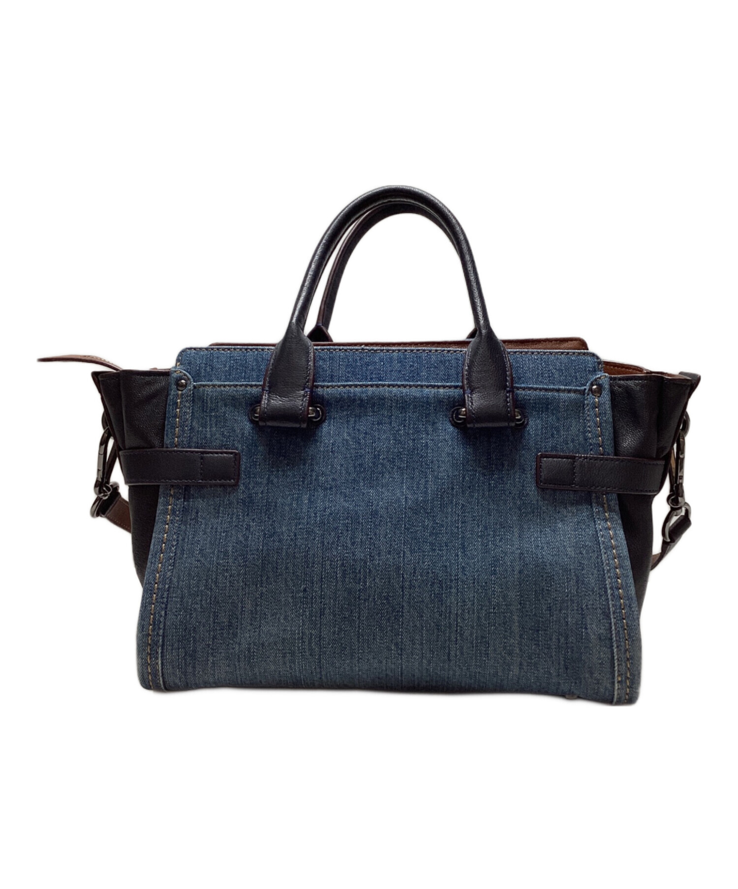 中古・古着通販】COACH (コーチ) デニム切替2WAYバッグ インディゴ