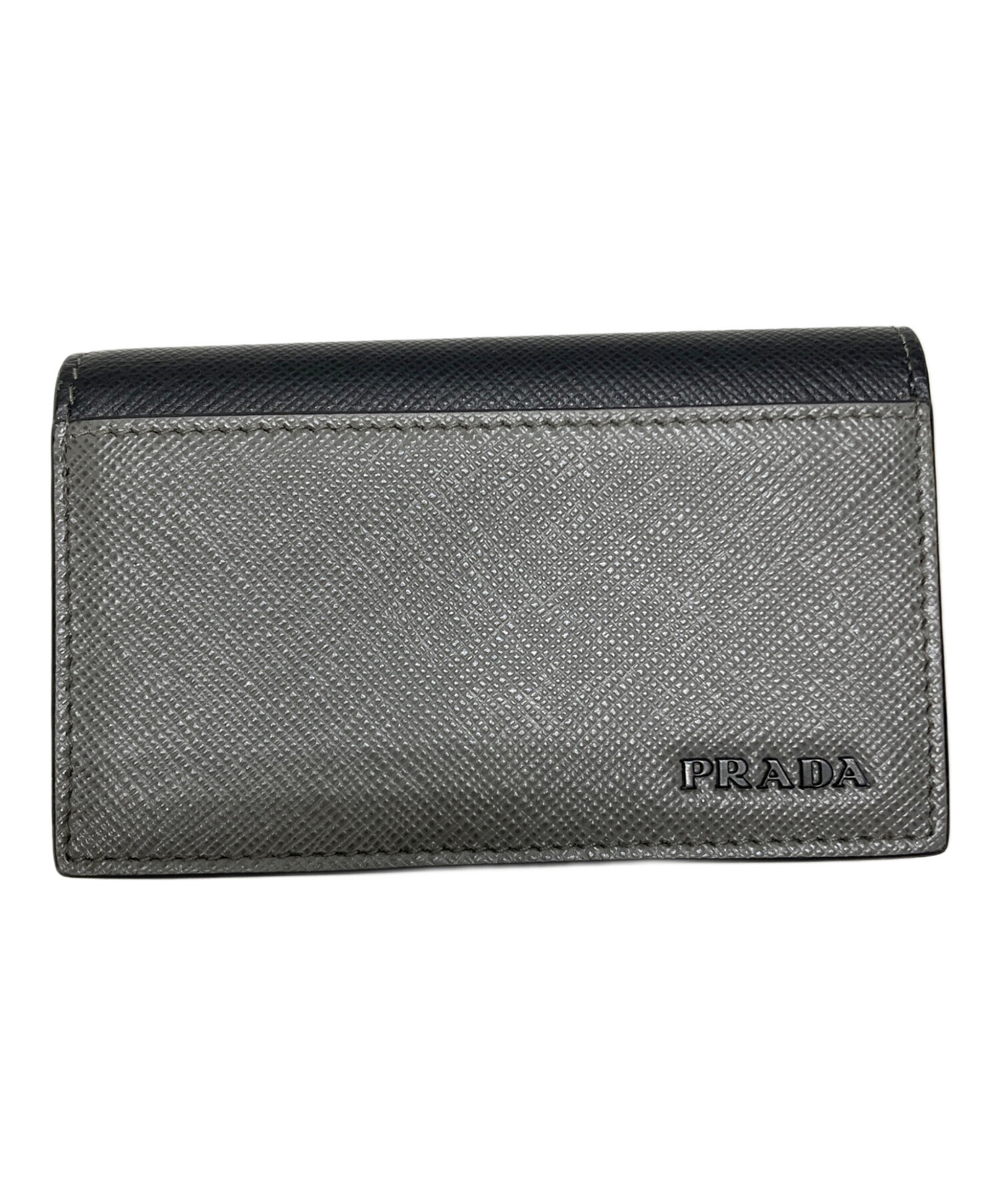 め*様 #*_様 PRADA 名刺入れ プラダ 黒 スエード シルバー 中古・古着通販】PRADA (プラダ) 名刺入れ グレー｜ブランド・古着通販