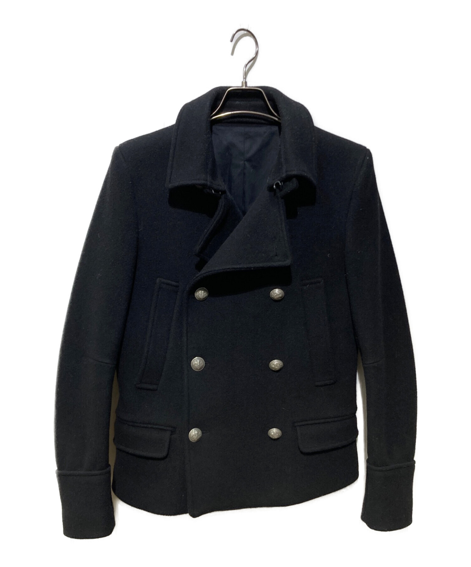 BALMAIN ナポレオンコート 中古・古着通販】BALMAIN (バルマン) ナポレオンPコート ブラック