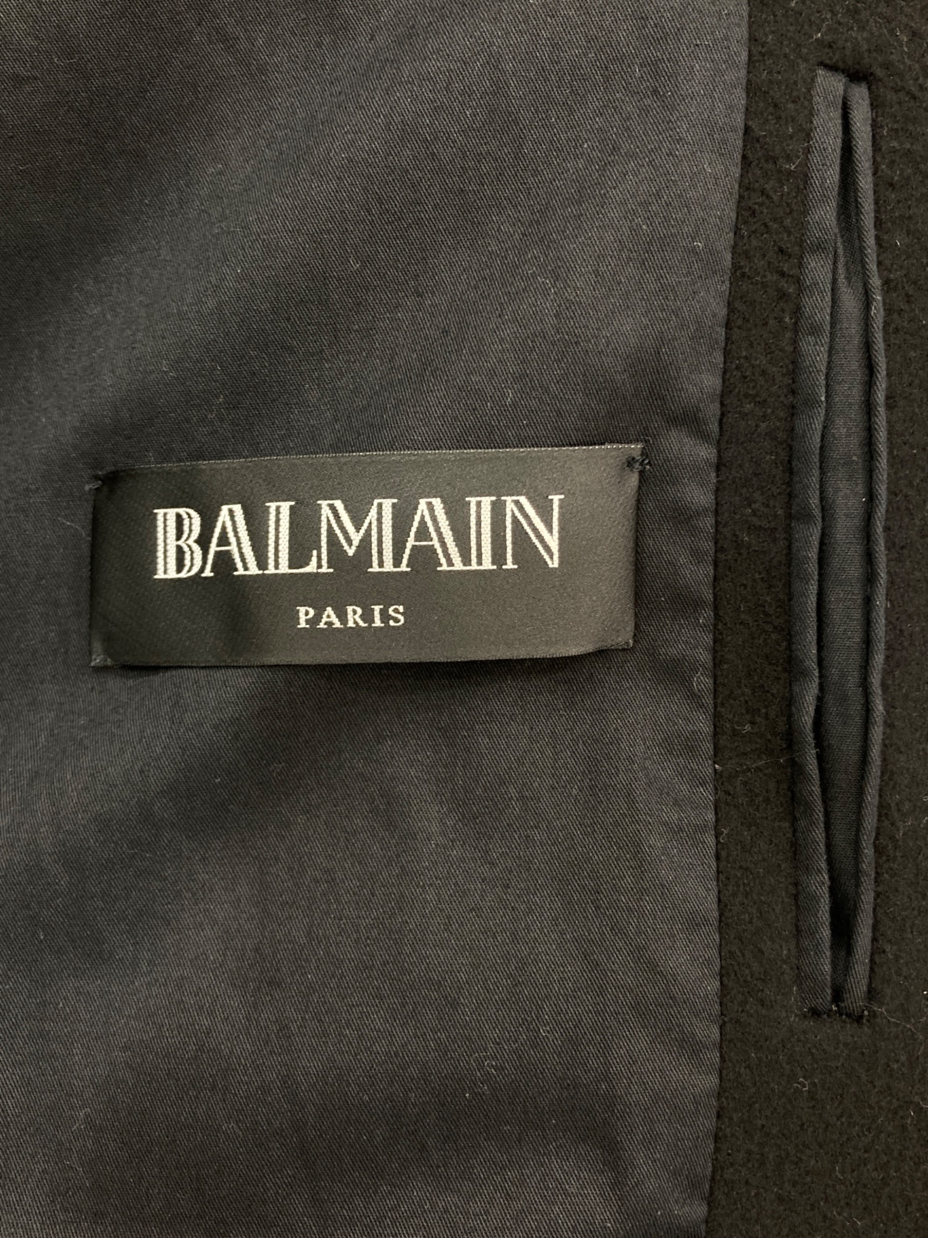 中古・古着通販】BALMAIN (バルマン) ナポレオンPコート ブラック