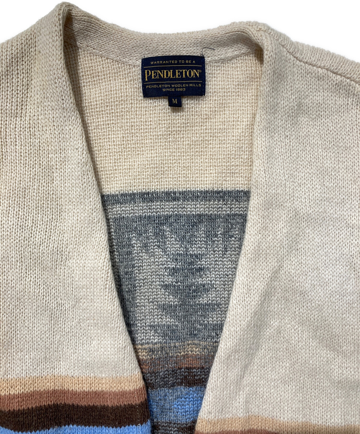 【未使用品】Pendleton ウールニットカーディガン Mサイズ ベージュ 中古・古着通販】PENDLETON (ペンドルトン) チマヨ柄 ウール