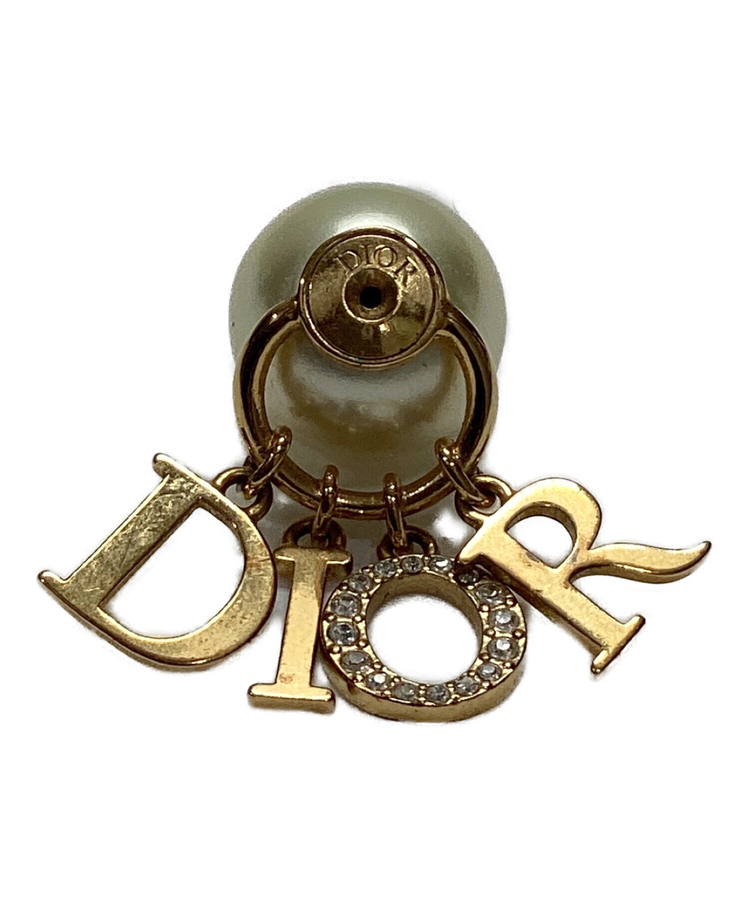 中古・古着通販】DIOR (ディオール) パールロゴピアス ホワイト