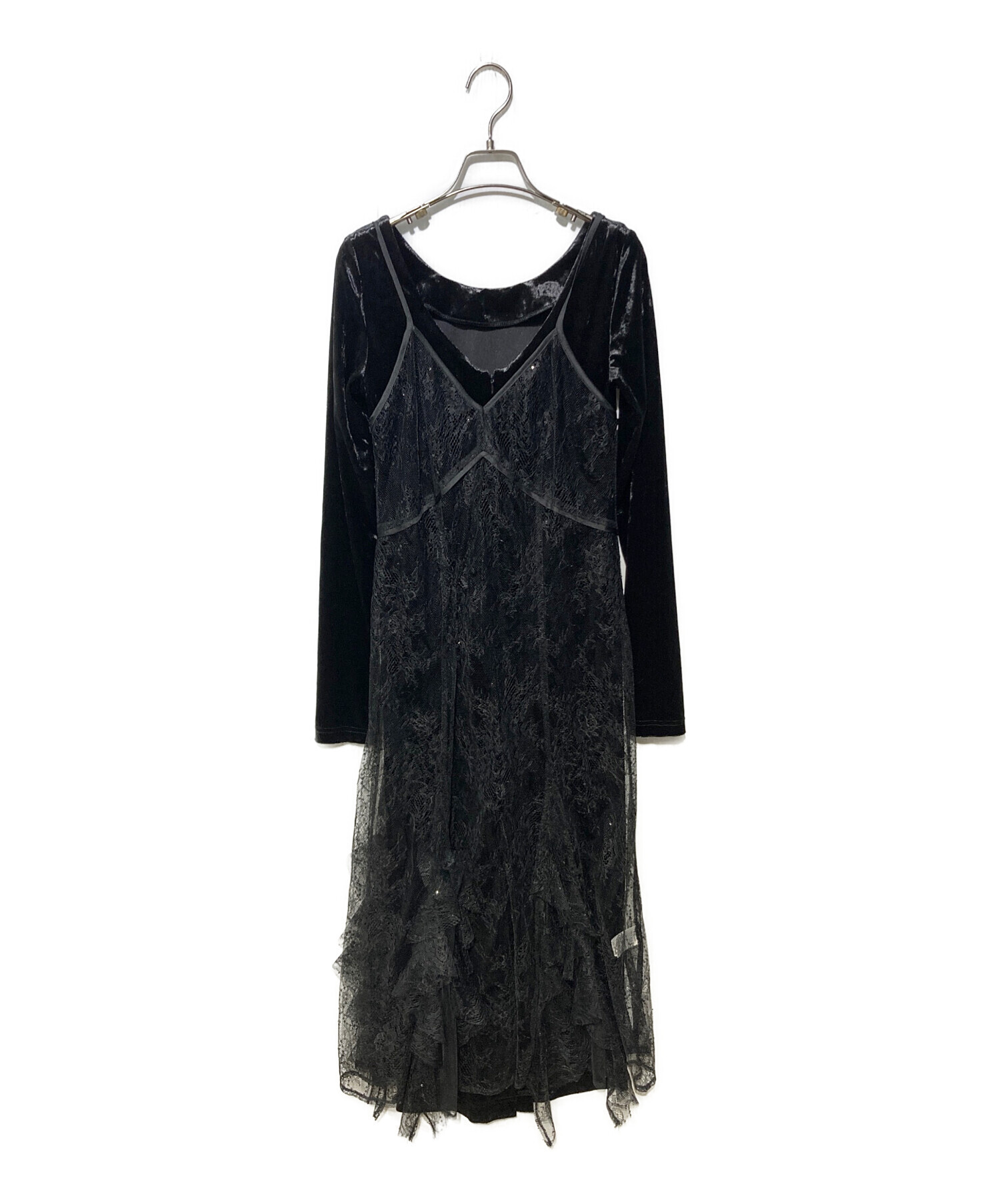 中古・古着通販】ANDRESD (アンドレスド) sparkle lace velour dress