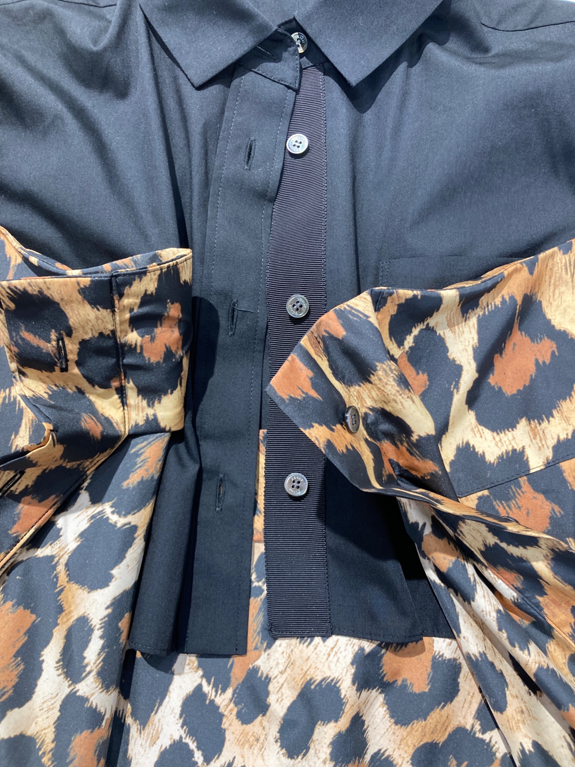 中古・古着通販】sacai (サカイ) Leopard Print Belted Hybrid Shirt