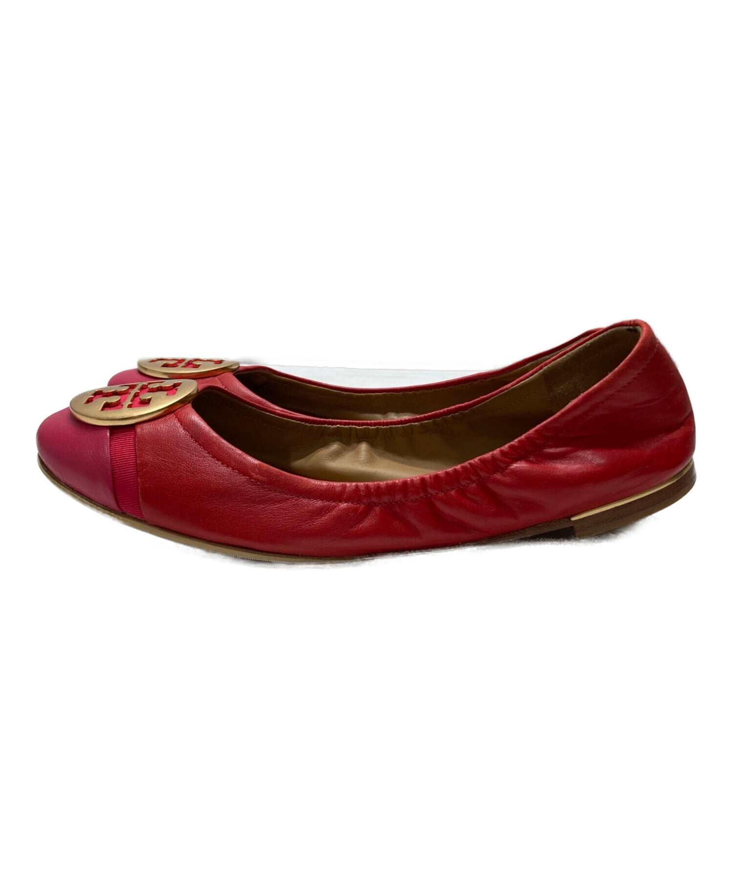 Tory Burch 赤 パンプス ローヒール 本体 中古・古着通販】TORY BURCH (トリーバーチ) MINNIE CAP-TOE BALLET