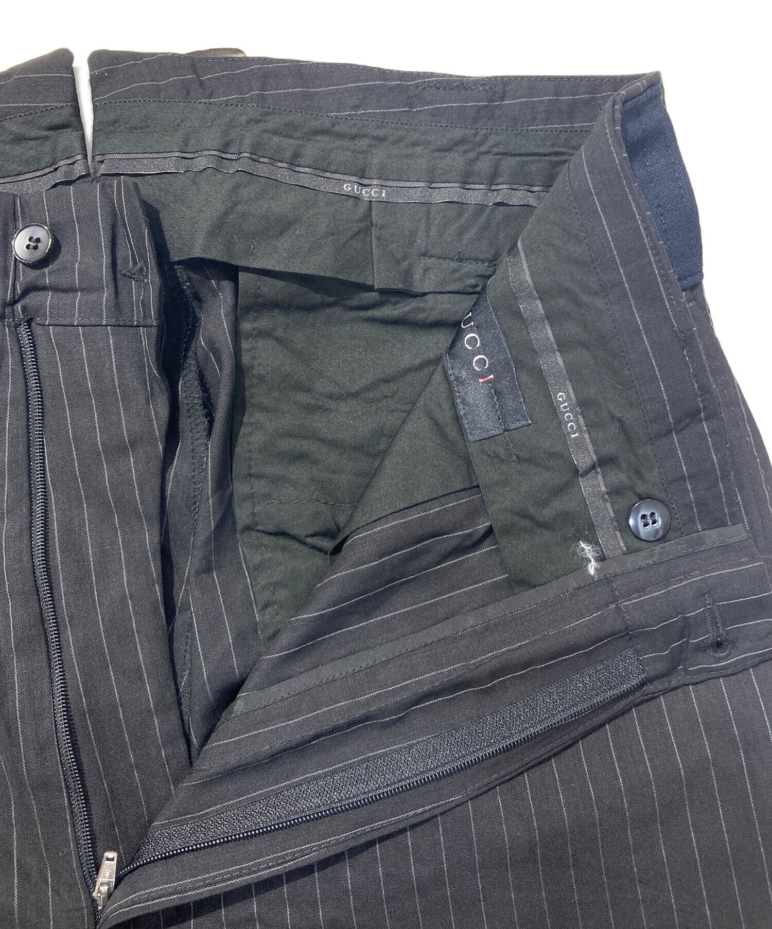 中古・古着通販】GUCCI (グッチ) ストライプパンツ ネイビー サイズ