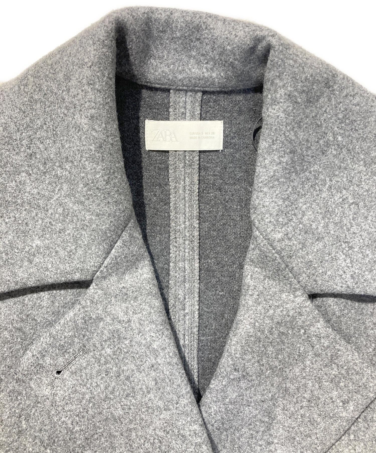 中古・古着通販】ZARA (ザラ) ダブルブレストミドルジャケット グレー