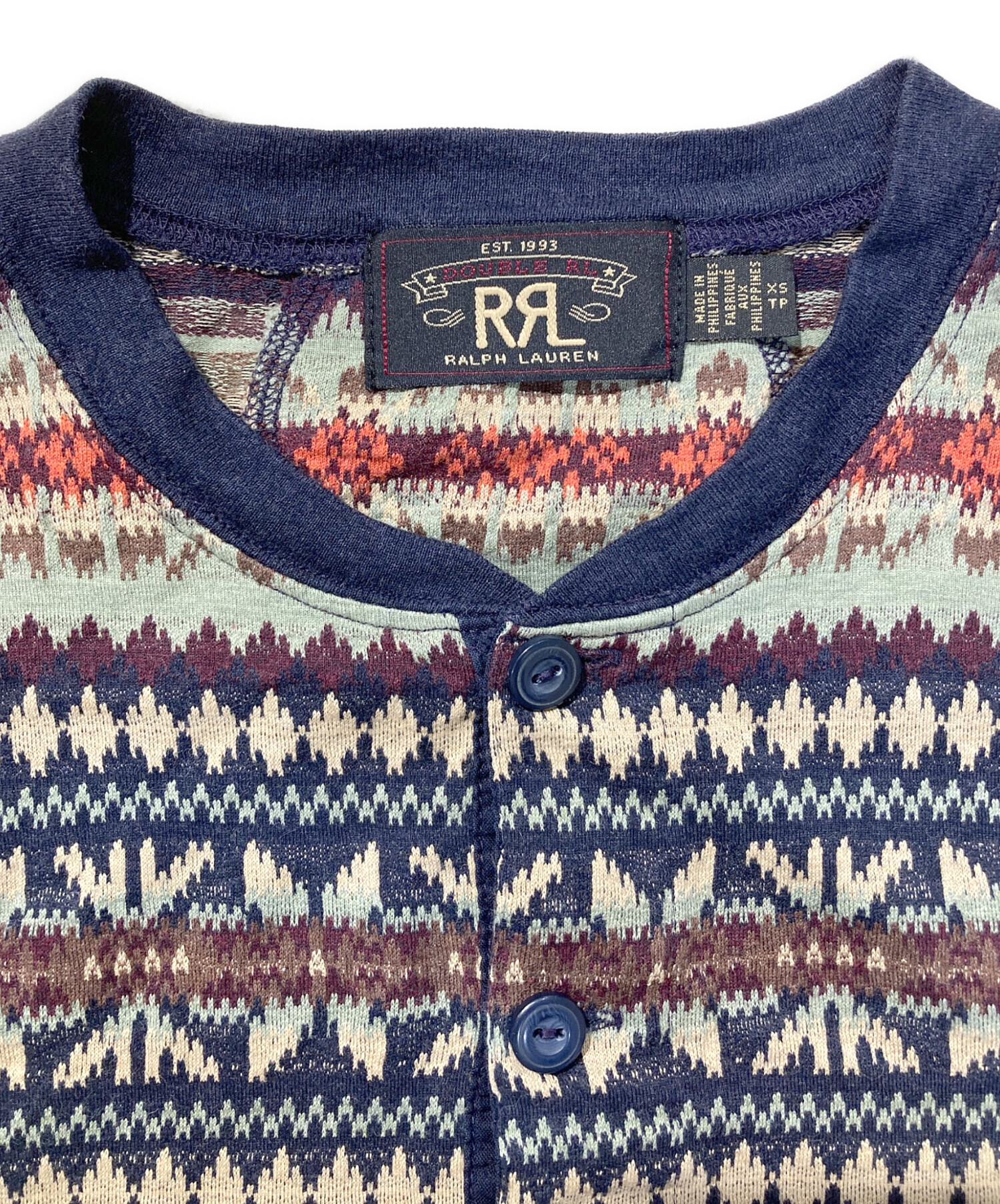 中古・古着通販】RRL (ダブルアールエル) ジャカードヘンリーネック