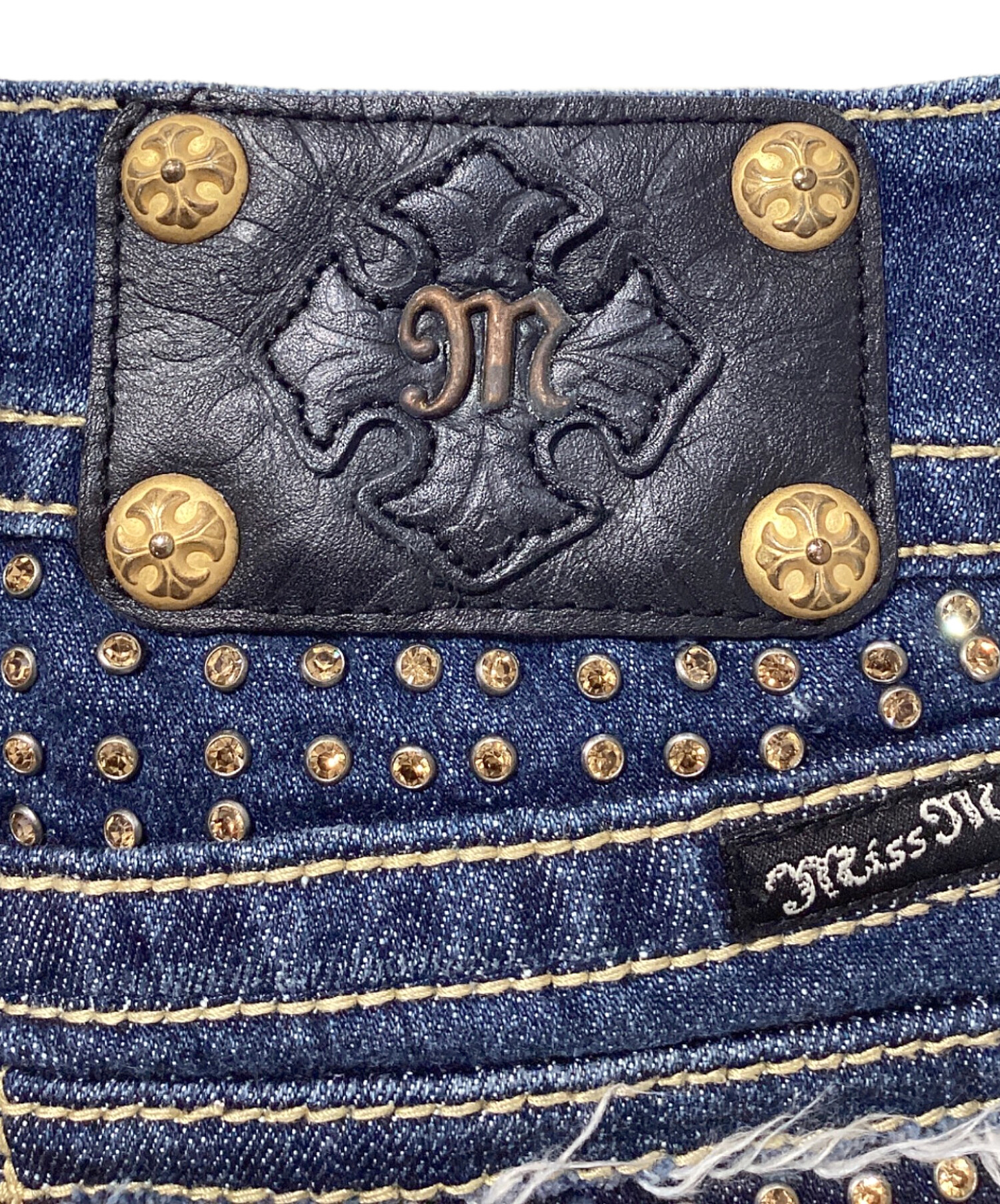 【Miss Me ミスミー 】ジーンズ 濃紺色　サイズ25 中古・古着通販】MISS ME (ミスミー) ストーンフレアデニム インディゴ