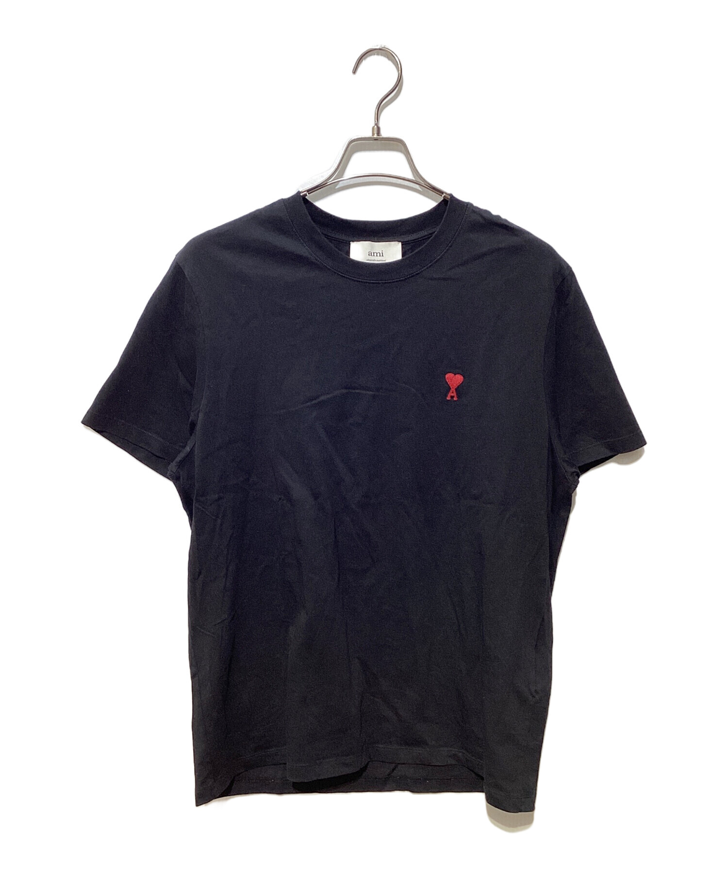 中古・古着通販】ami (アミ) ハート刺繍Tシャツ ブラック サイズ:L
