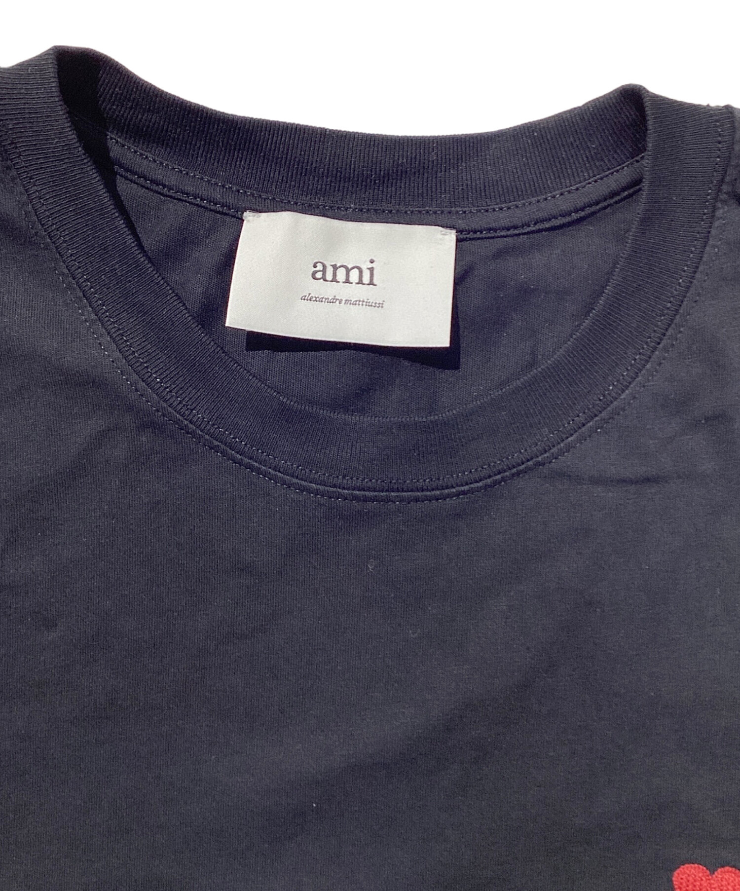 中古・古着通販】ami (アミ) ハート刺繍Tシャツ ブラック サイズ:L