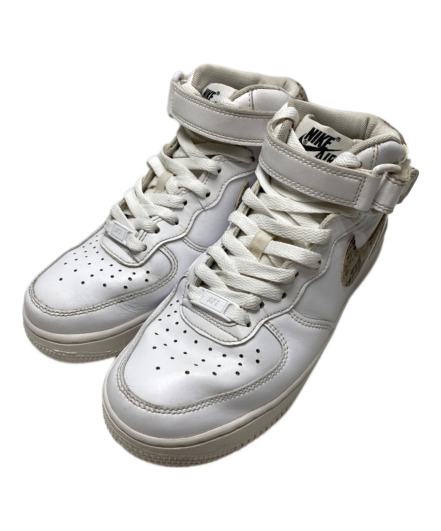 中古・古着通販】NIKE (ナイキ) AIR FORCE 1 '07 MID ヘビ柄 ホワイト
