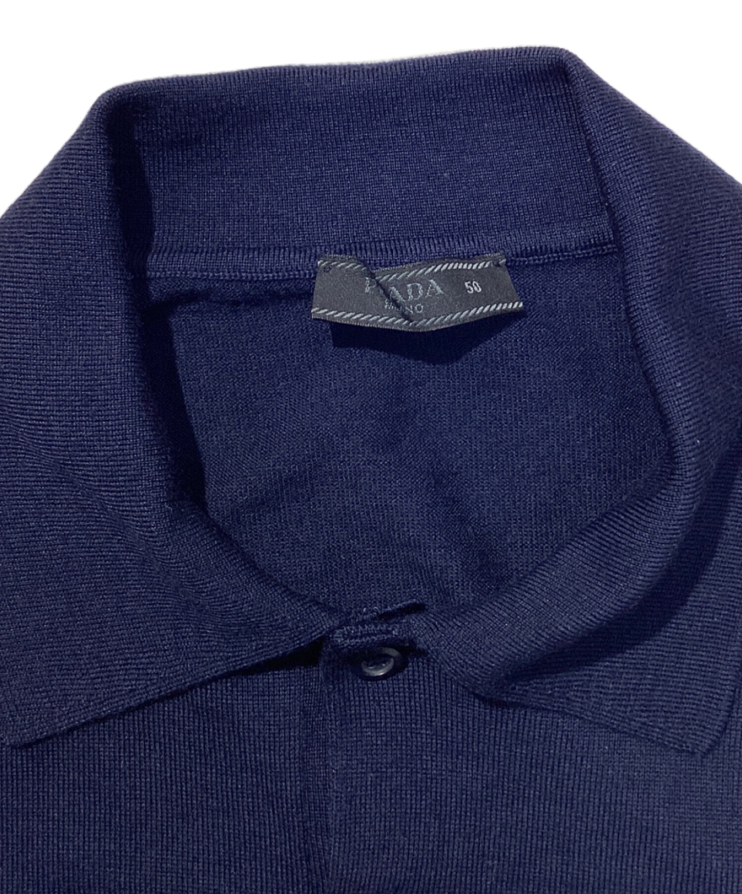 中古・古着通販】PRADA (プラダ) ニットポロシャツ ネイビー サイズ