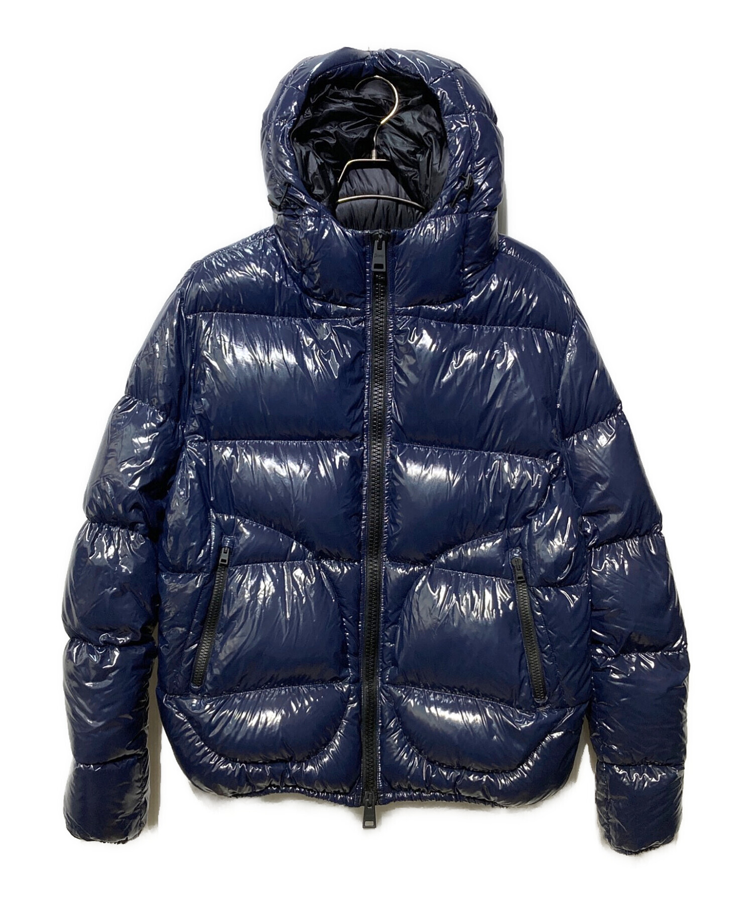 【tanpopoページ】Herno ネイビー ダウンジャケット 中古・古着通販】HERNO (ヘルノ) グロッシーコーティング フーデッド