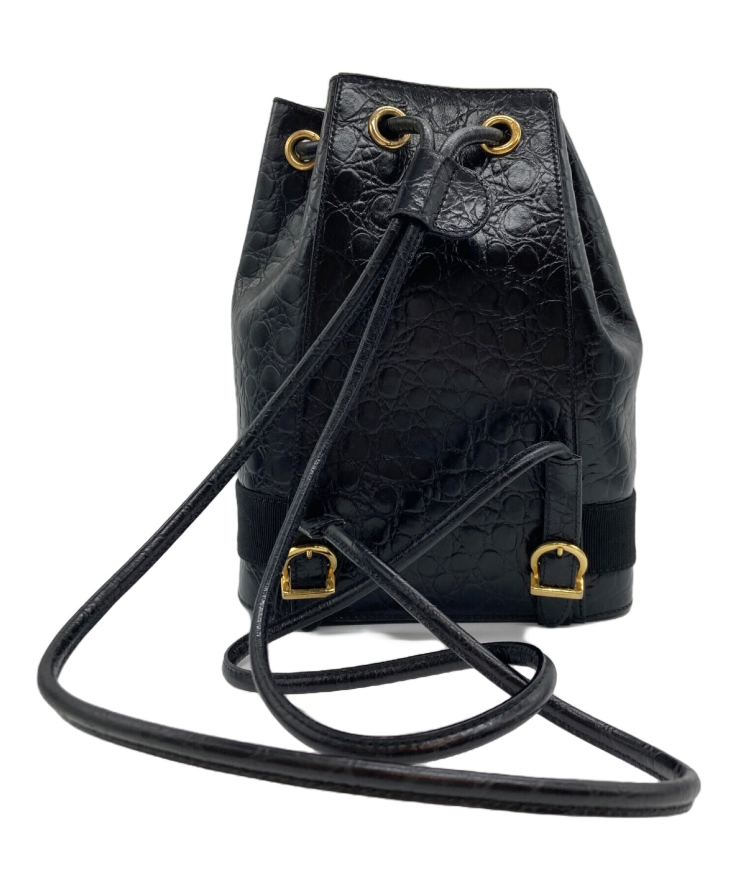 【美品】Salvatore Ferragamo ヴァラ リュックサック 巾着 サルバトーレフェラガモ ヴァラ 巾着型 レザー リュックサック