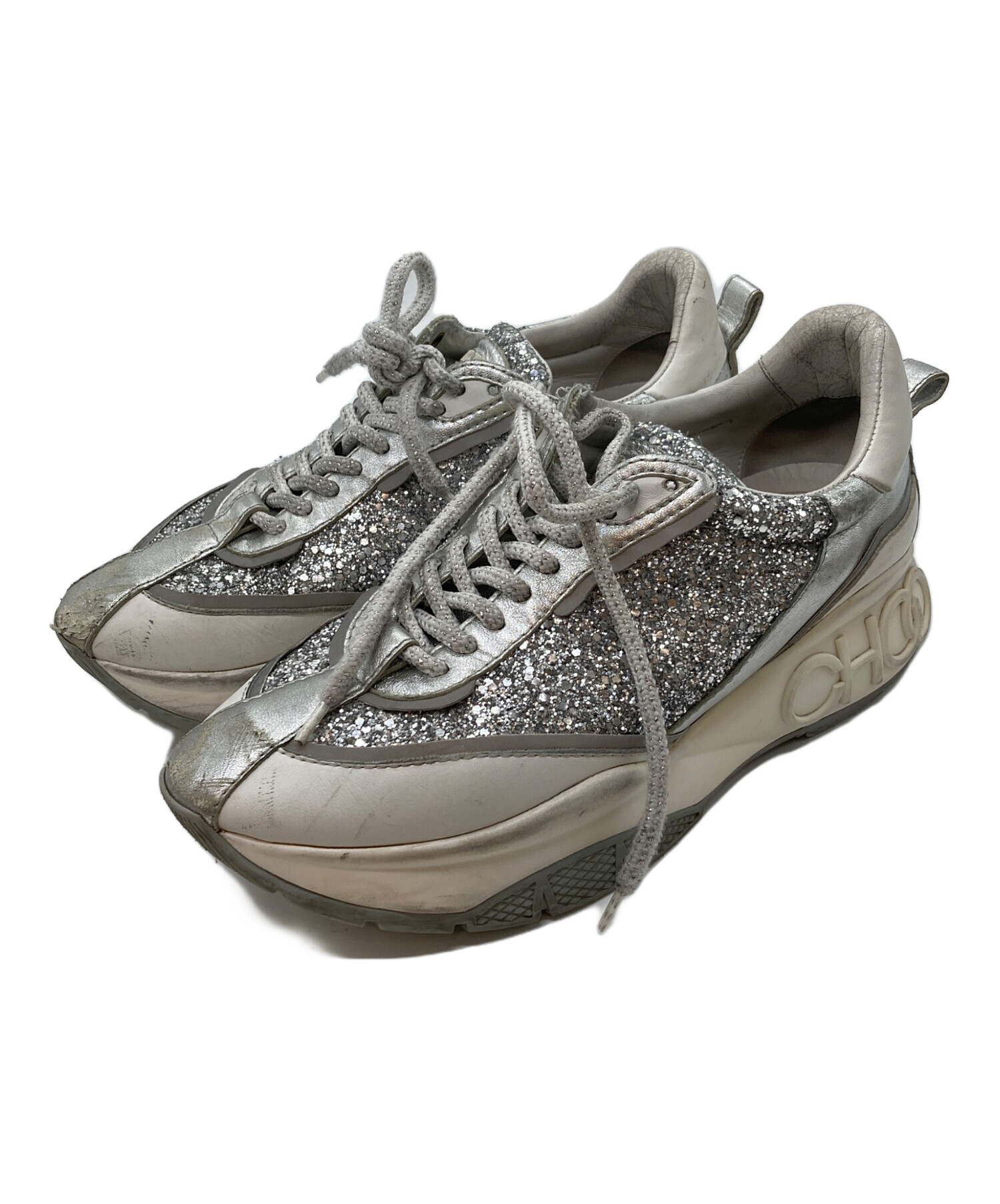 中古・古着通販】JIMMY CHOO (ジミーチュウ) RAINE Glitter ホワイト 