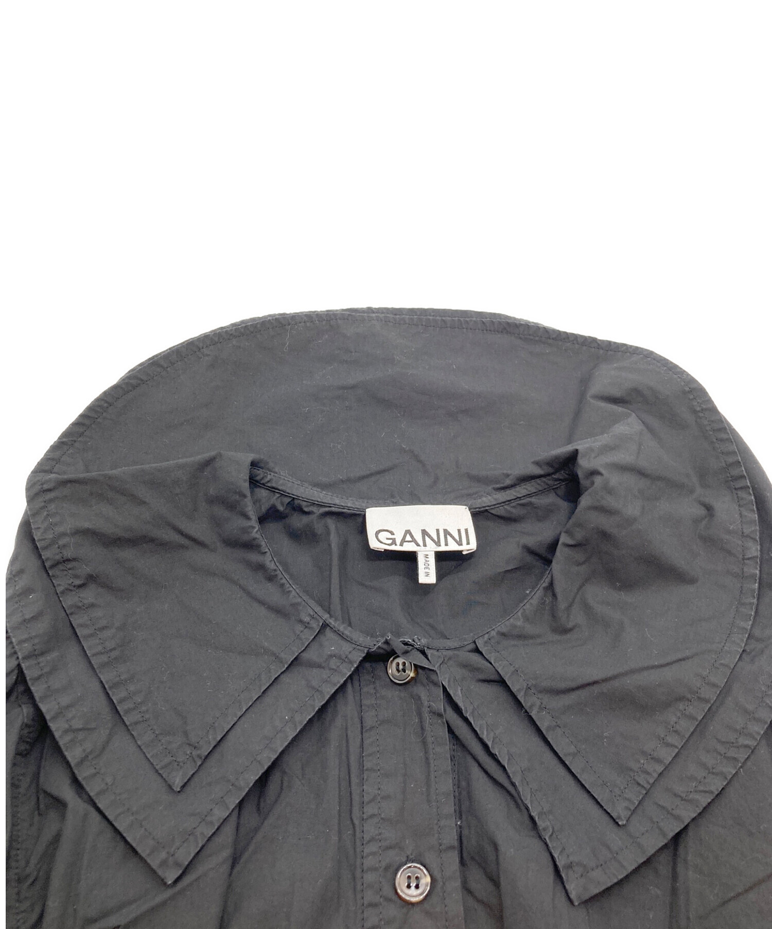 中古・古着通販】Ganni (ガニー) ビッグカラーブラウス ブラック 
