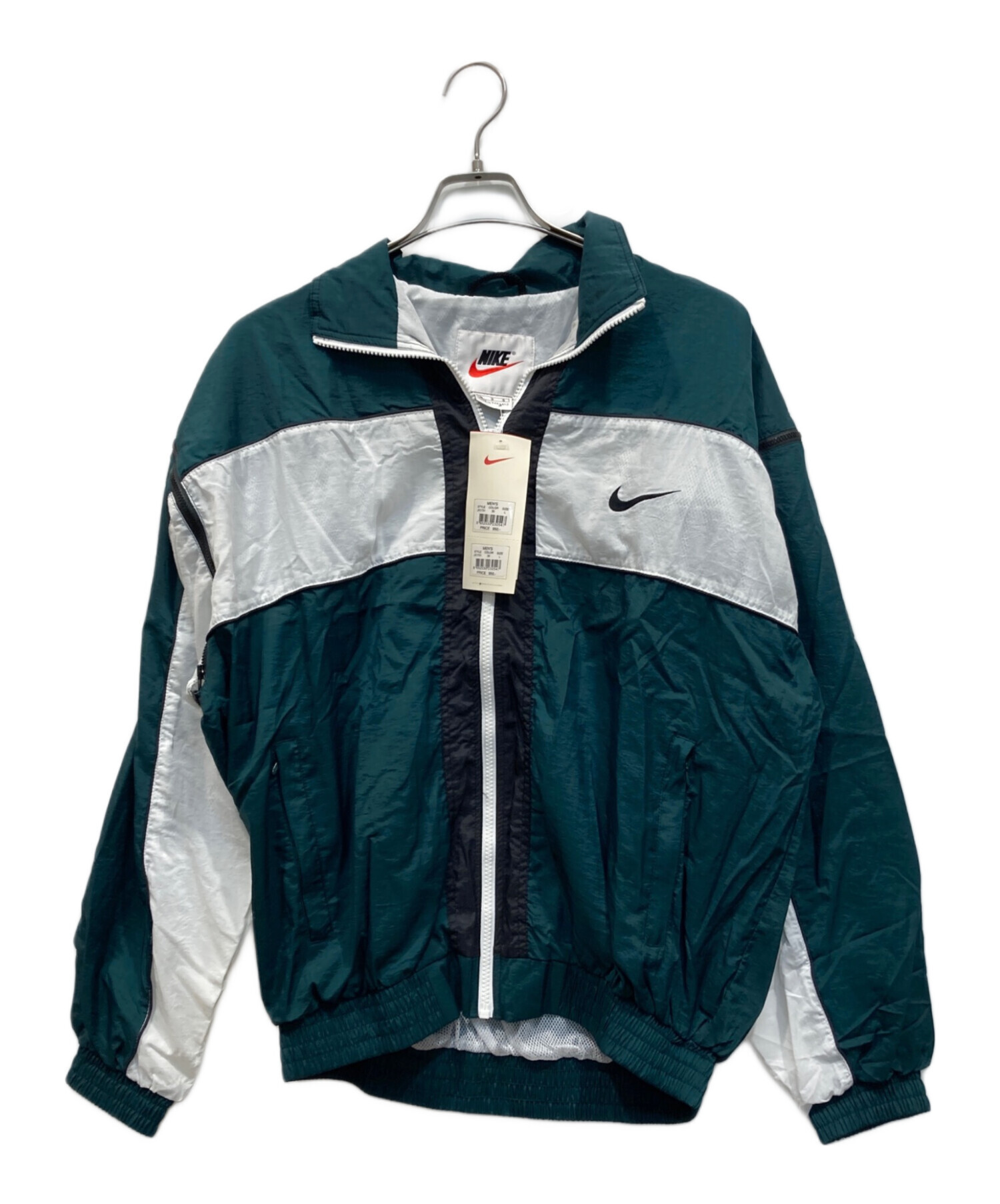 NIKE 90s ナイロンジャケット Mサイズ ブラック グリーン ホワイト 90s NIKE ナイキ リバーシブルナイロンジャケット メッシュ グリーン M