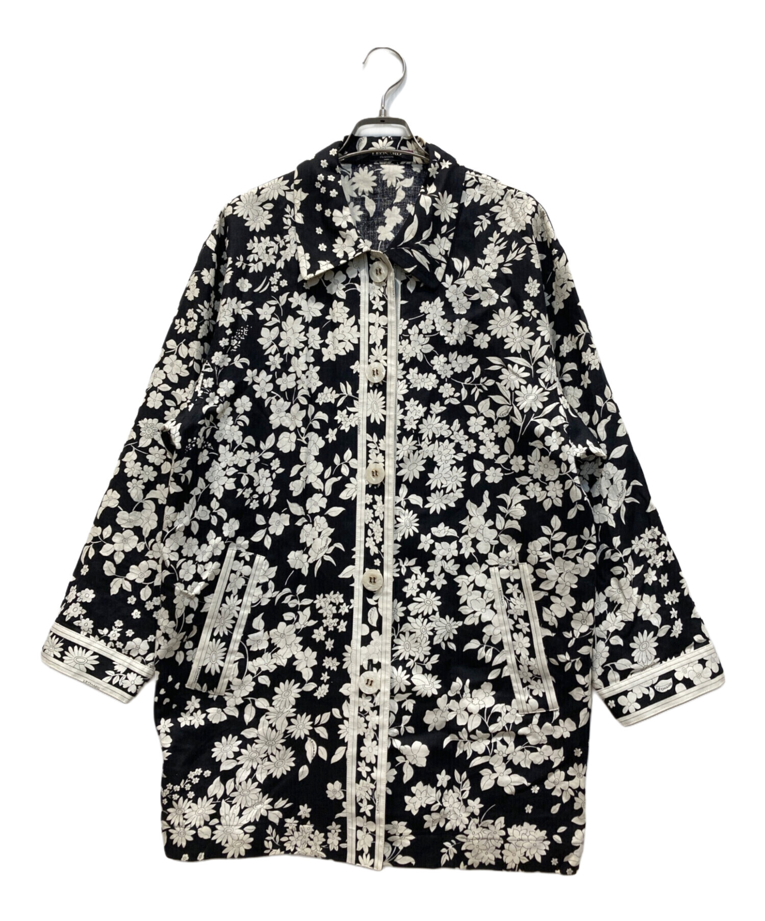 中古・古着通販】LEONARD (レオナール) 花柄リネンコート ブラック 