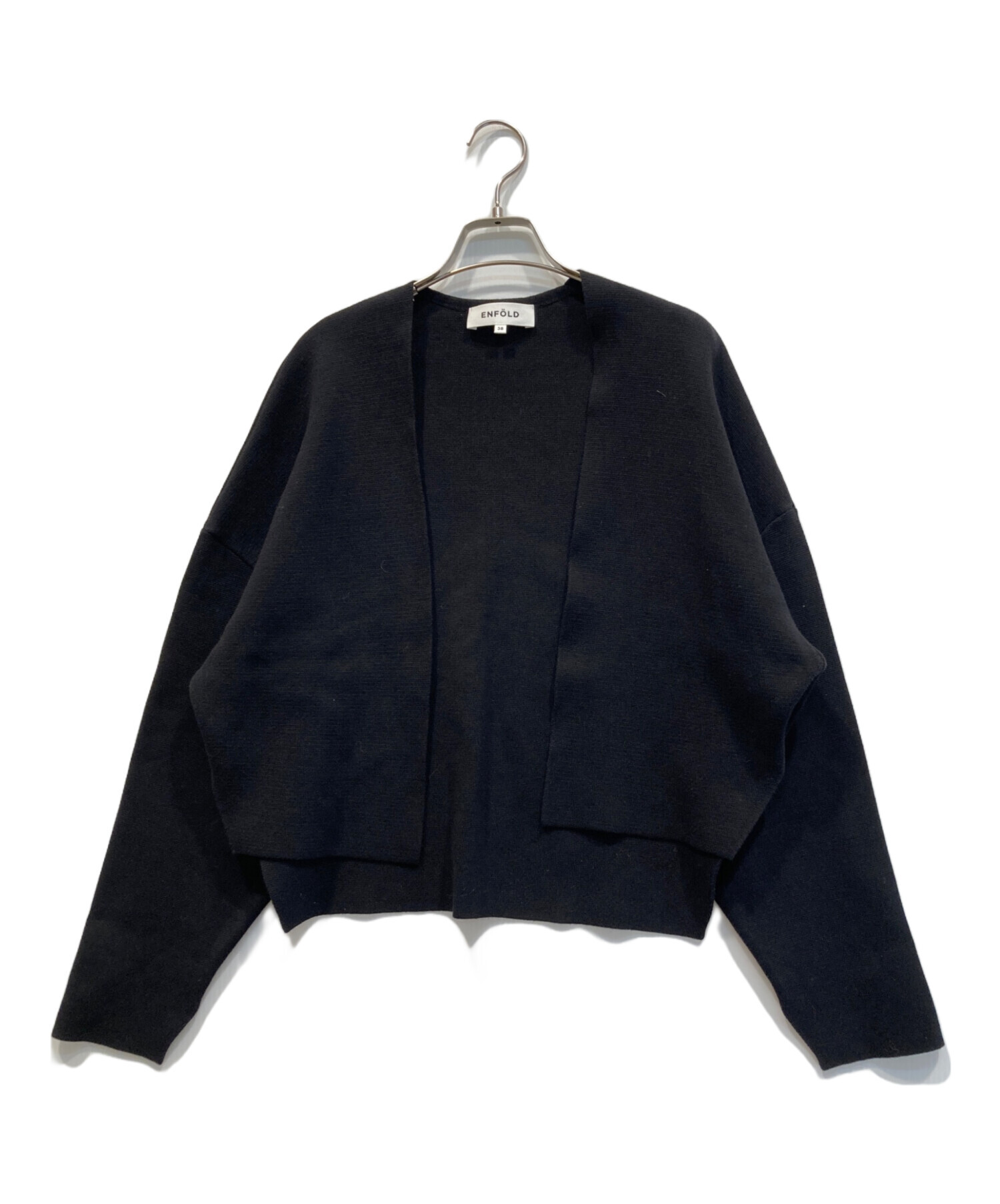 エンフォルド　ブラック カーディガン 38 中古・古着通販】ENFOLD (エンフォルド) ミラノリブショート