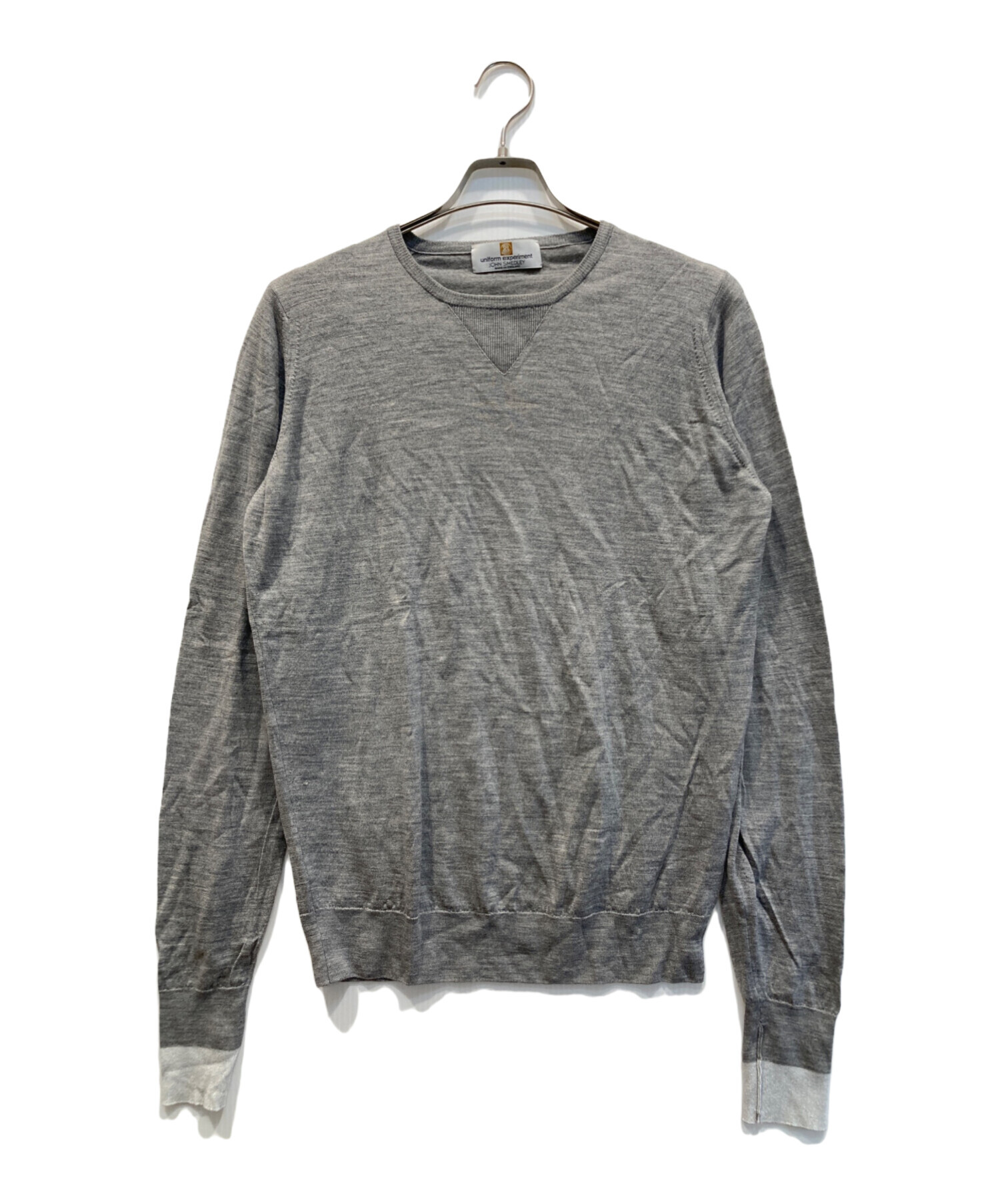 uniform experiment JOHN SMEDLEY COTTON CREWNECK KNIT ニット SAX