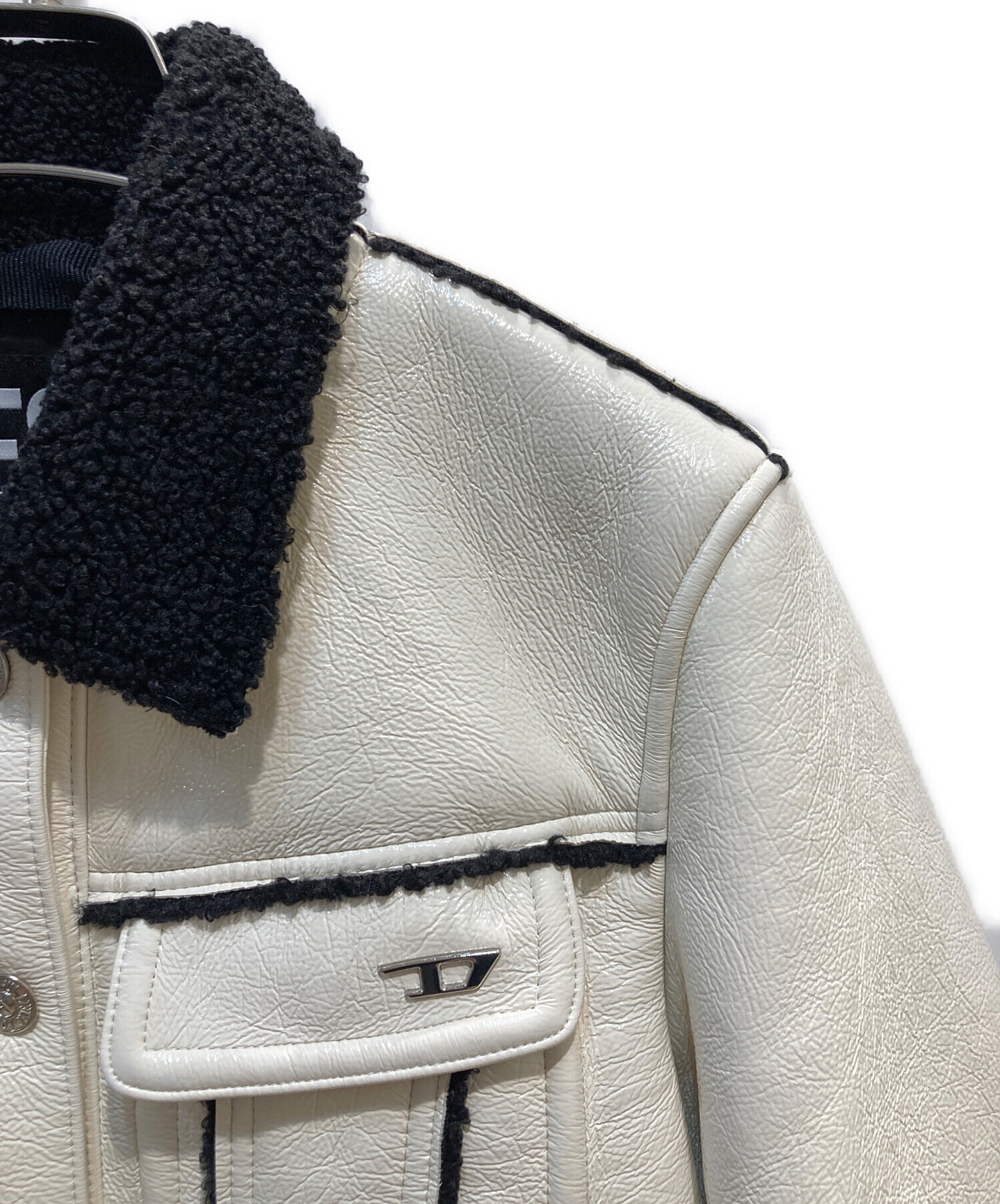 DIESEL クロップドジャケット Sサイズ 中古・古着通販】DIESEL (ディーゼル) クロップド ジャケット ホワイト