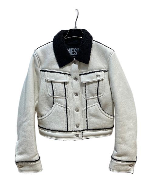 DIESEL ブラック クロップドジャケット 中古・古着通販】DIESEL (ディーゼル) クロップド ジャケット ホワイト