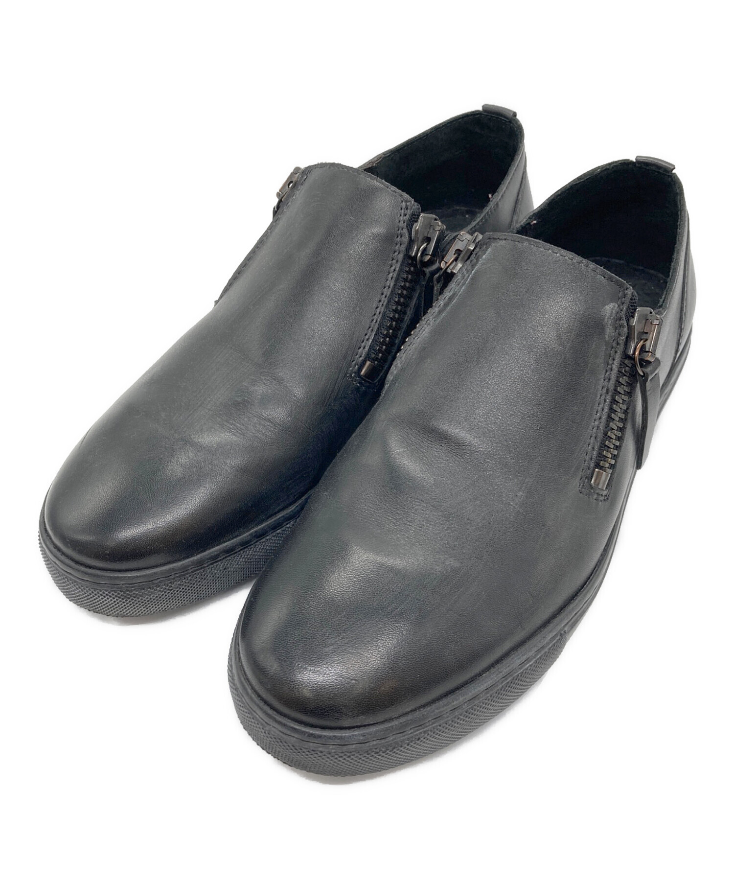 DIESEL/ディーゼル　プラットフォーム　スリッポン　ブラック　24cm　中古品 中古・古着通販】DIESEL (ディーゼル) ジップレザースリッポン