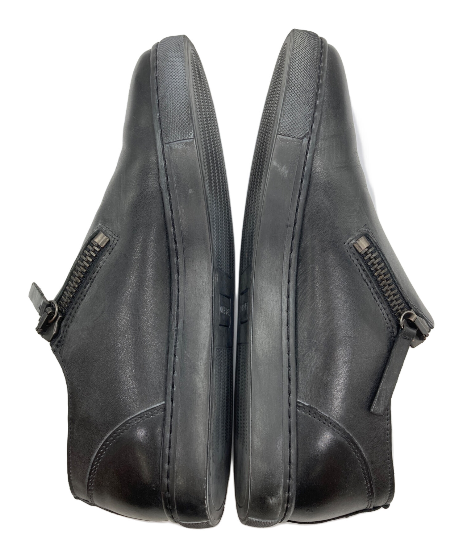 DIESEL/ディーゼル　プラットフォーム　スリッポン　ブラック　24cm　中古品 中古・古着通販】DIESEL (ディーゼル) ジップレザースリッポン