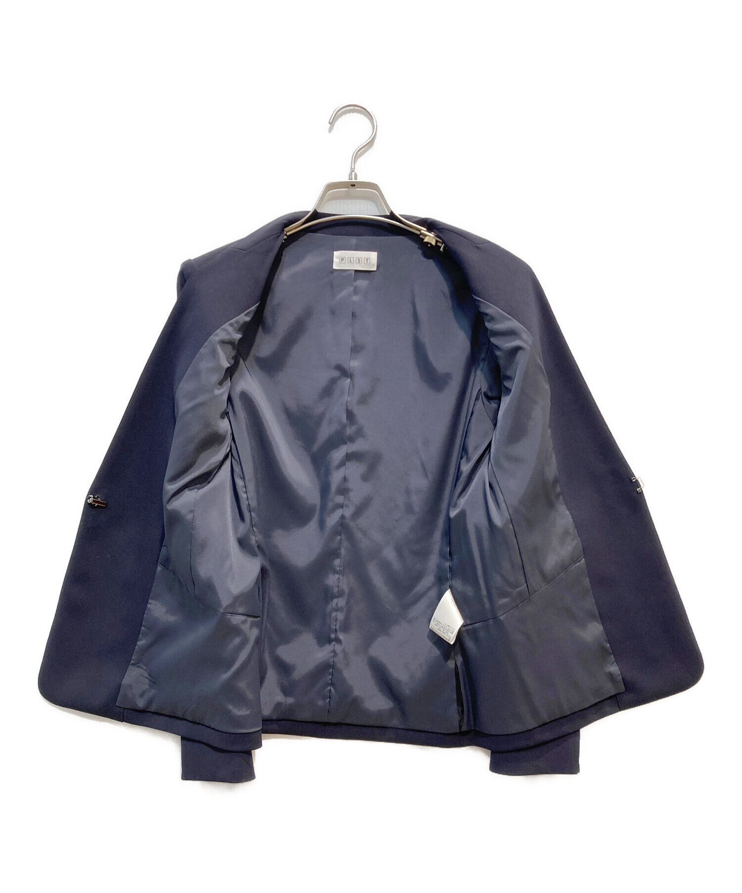 中古・古着通販】PLST (プラステ) ノーカラージャケット ネイビー