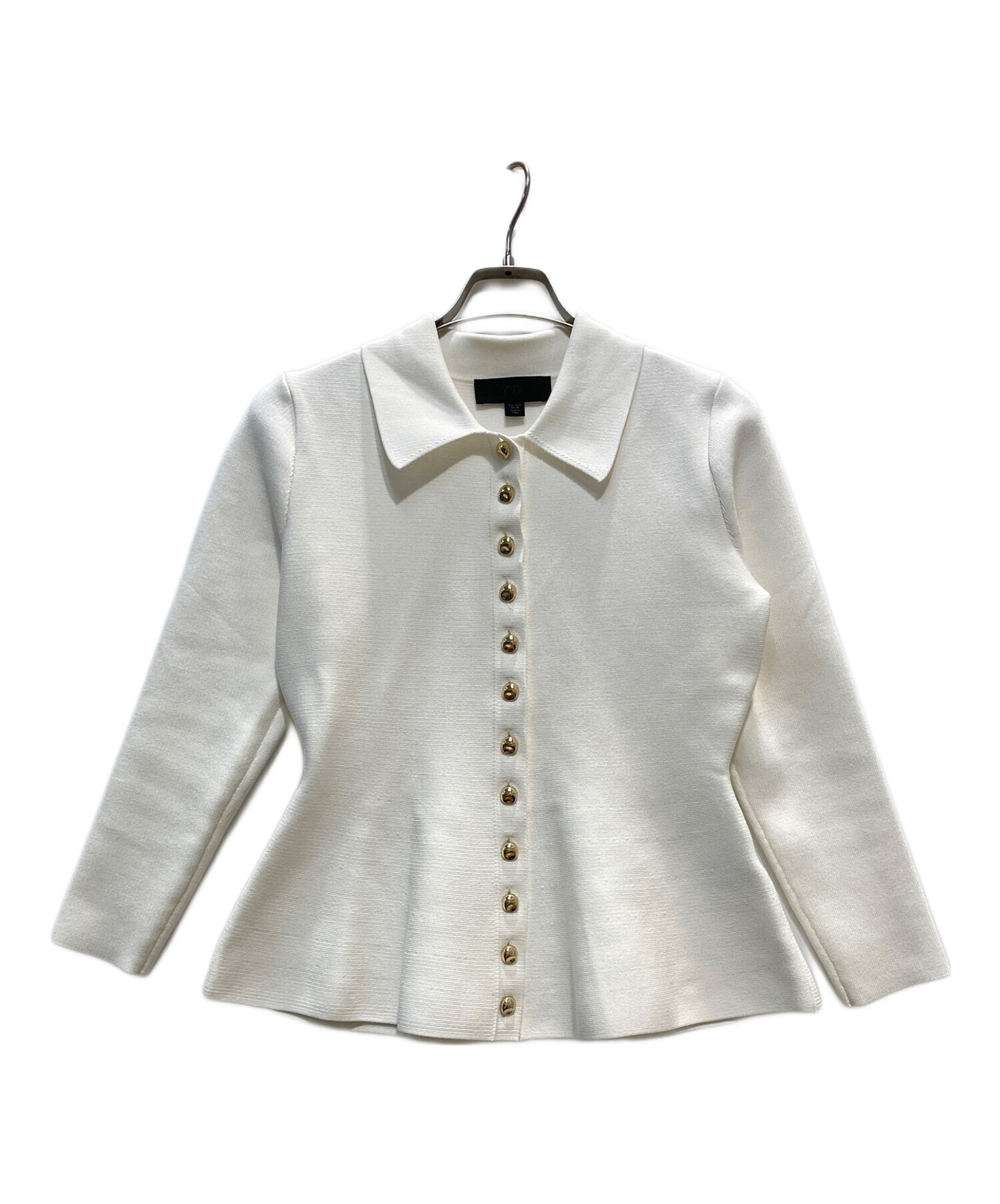 中古・古着通販】ZARA (ザラ) ペプラム 無地ニットジャケット ホワイト 