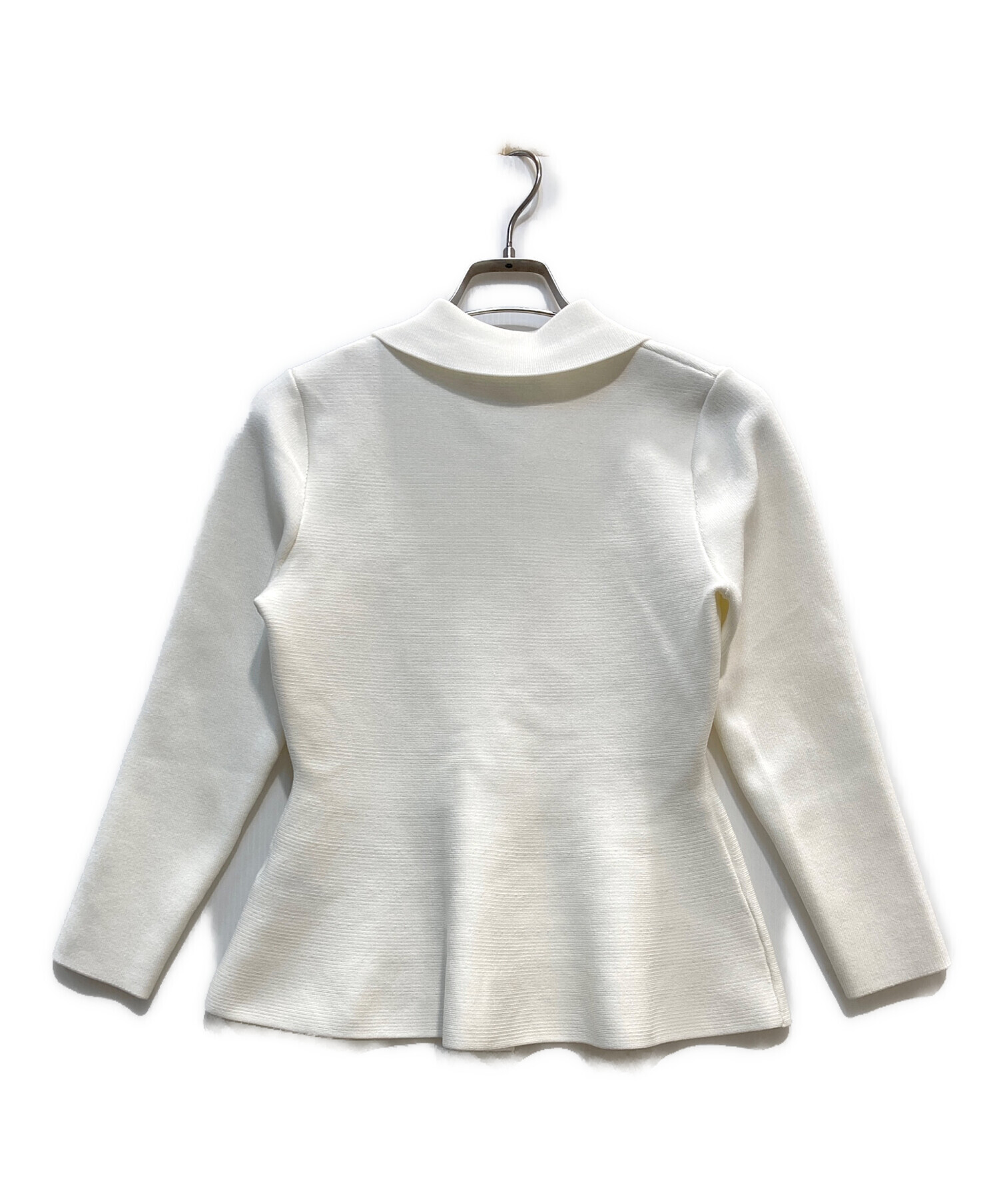 中古・古着通販】ZARA (ザラ) ペプラム 無地ニットジャケット ホワイト 