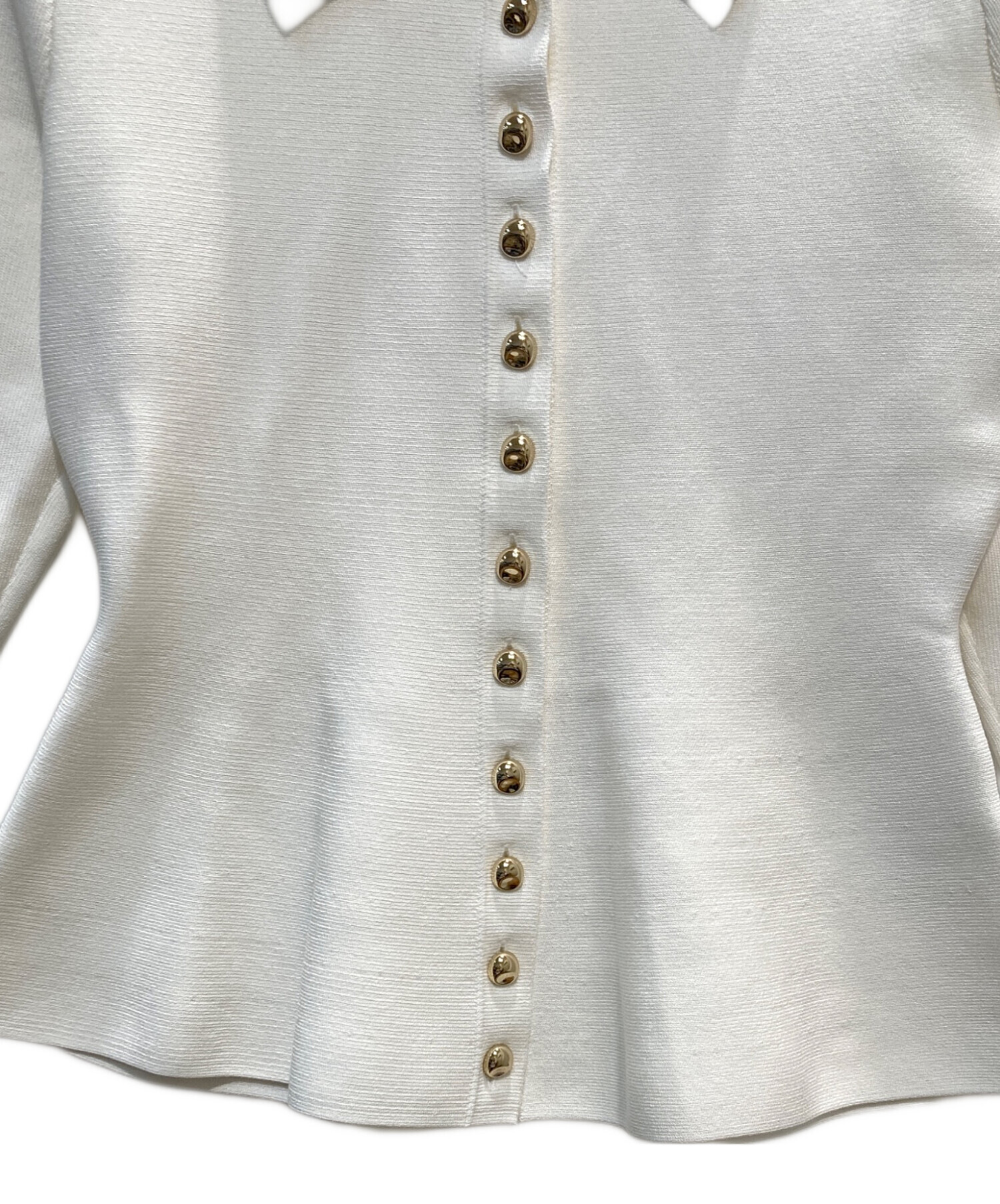 中古・古着通販】ZARA (ザラ) ペプラム 無地ニットジャケット ホワイト 