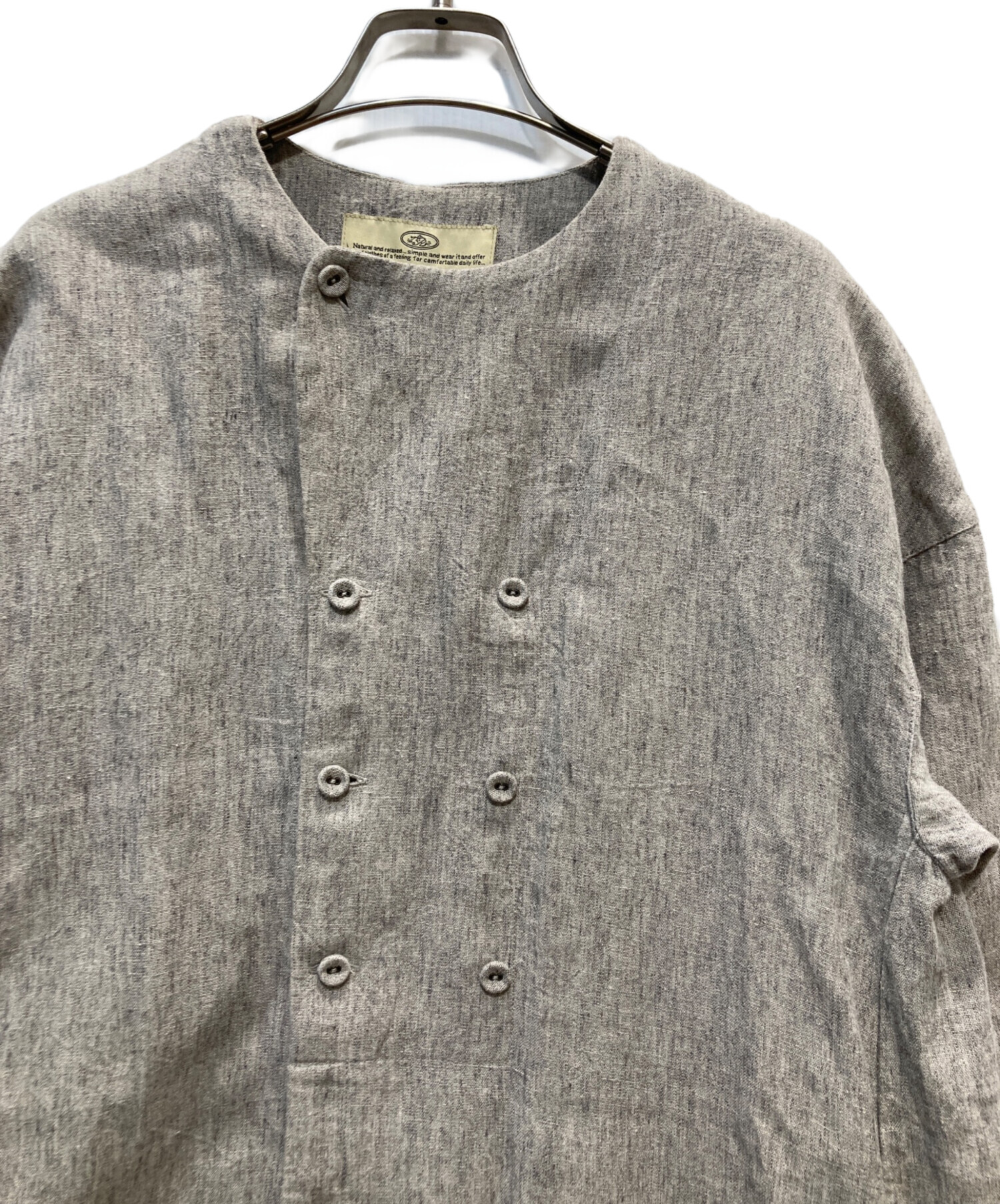 ネストローブ nest Robe リネン ノーカラー ブラウス ｜ベージュ系 