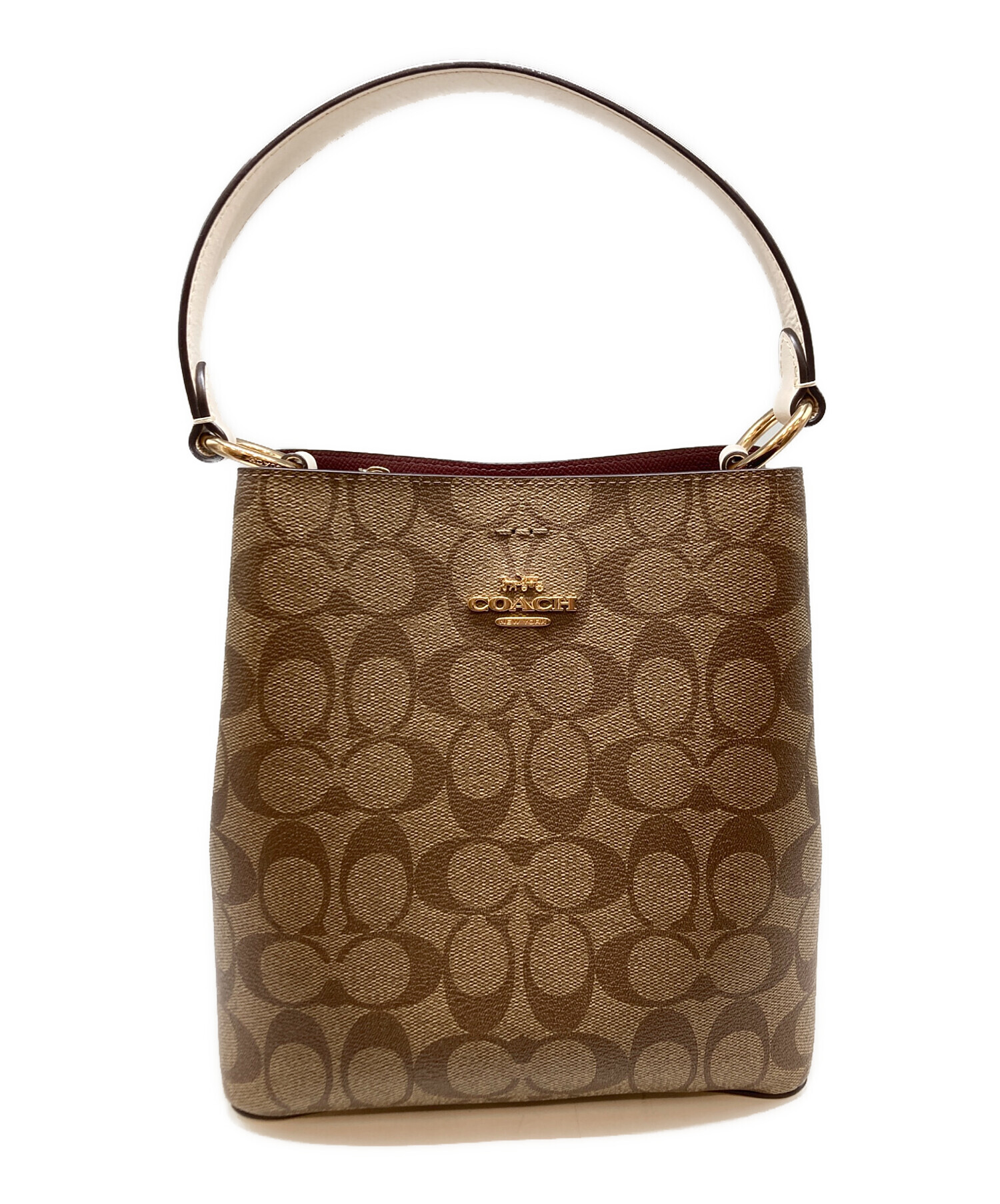 中古・古着通販】COACH (コーチ) ハンドバッグ ホワイト×ブラウン 