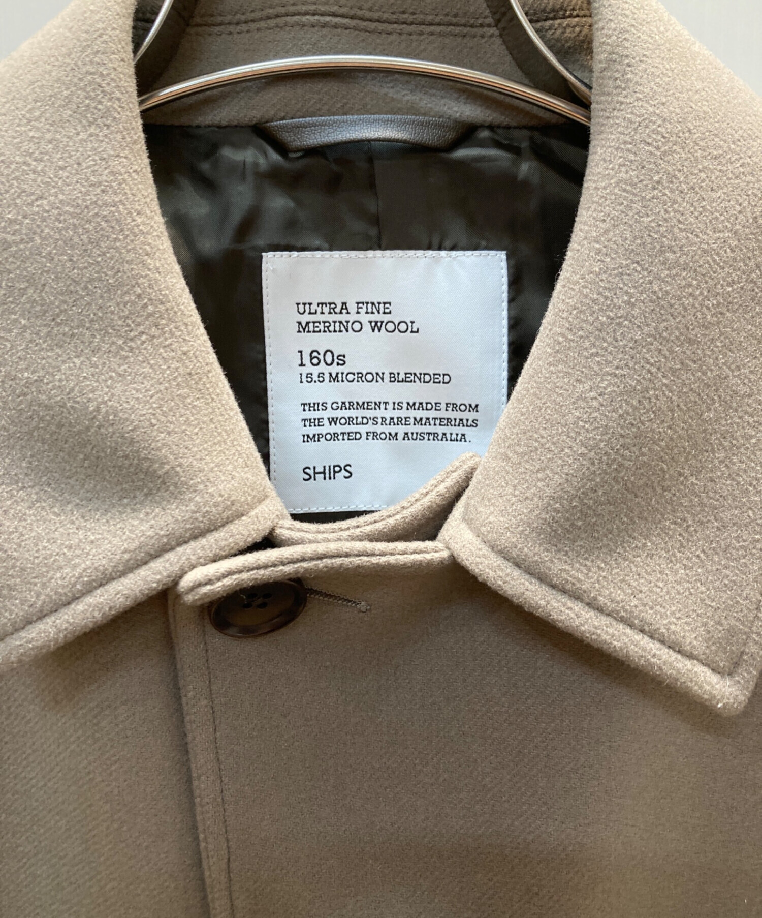 SHIPS ウールコート Mサイズ ベージュ ピーコート 中古・古着通販】SHIPS (シップス) メリノウール メルトン シングル